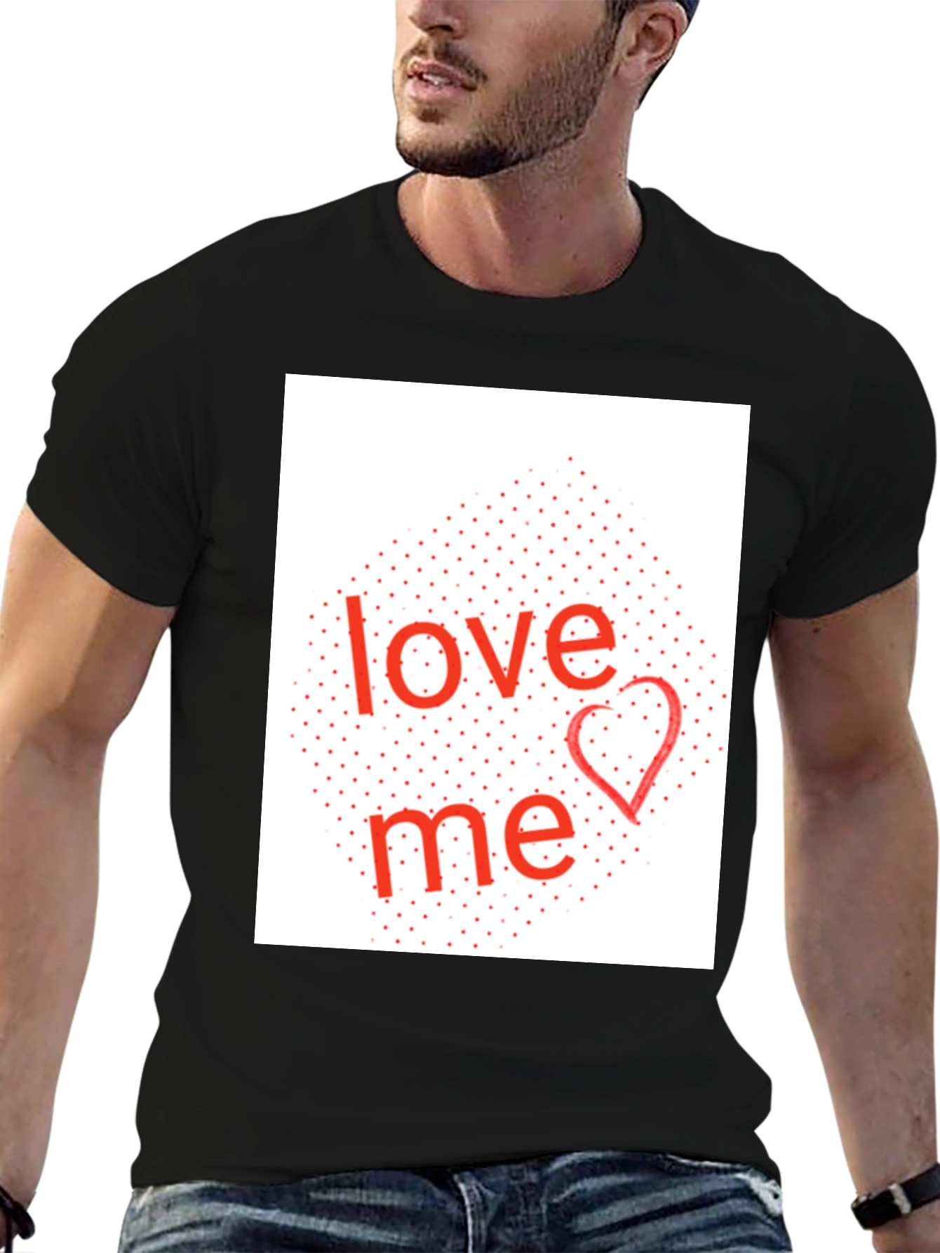 Black Love Me Graphic Tee - Black Cotton Blend Shirt view 6