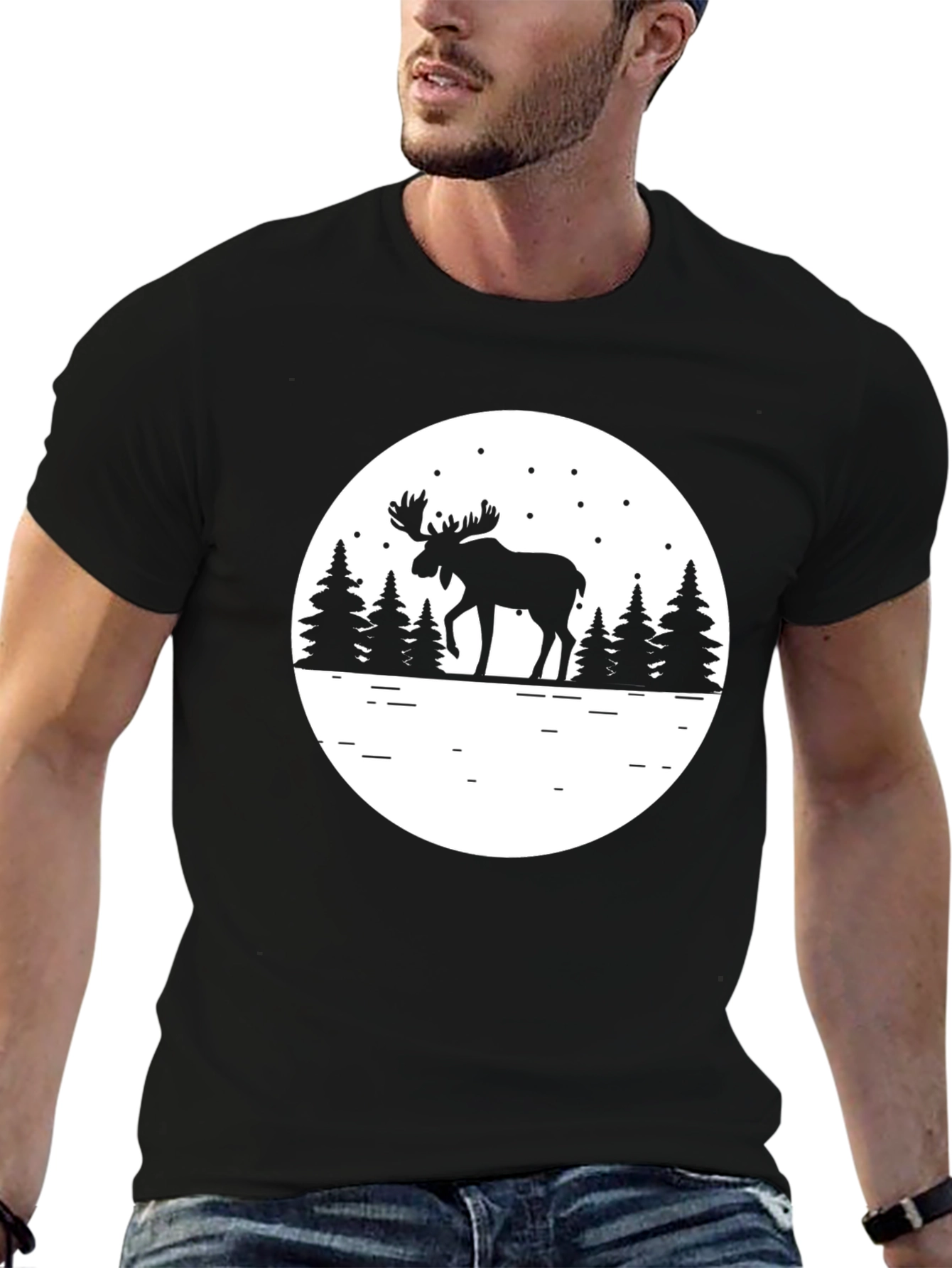 Black Moose Silhouette Graphic Tee - Black view 6