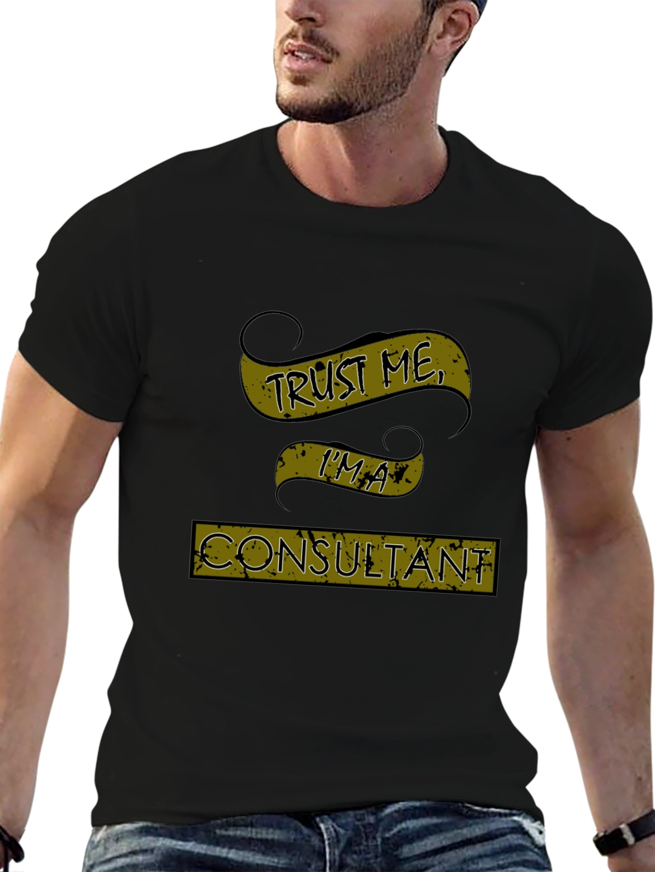 Black Trust Me I'm A Consultant Men's Black T-Shirt view 6