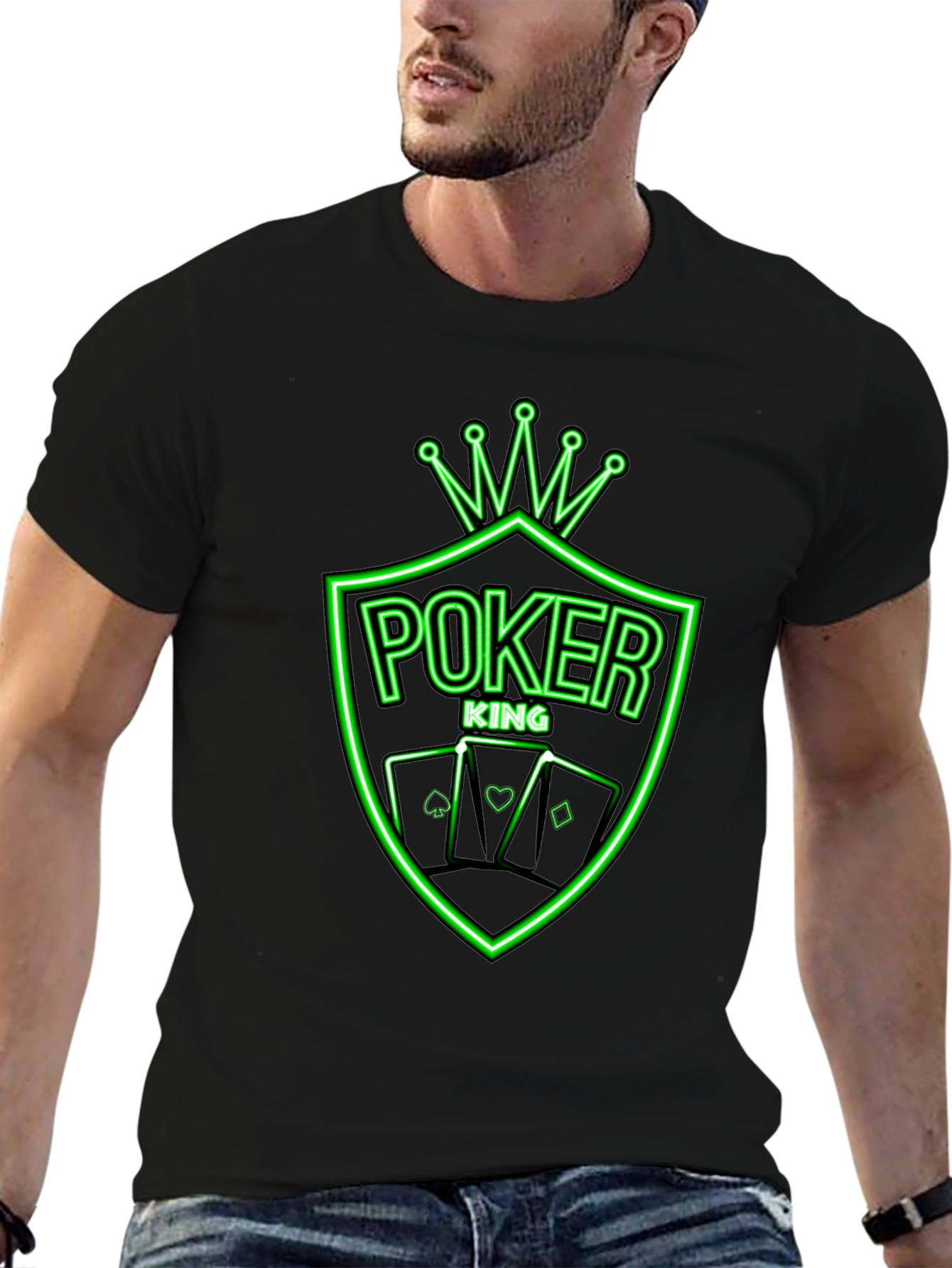 Black Poker King Neon Graphic Tee - Black view 6
