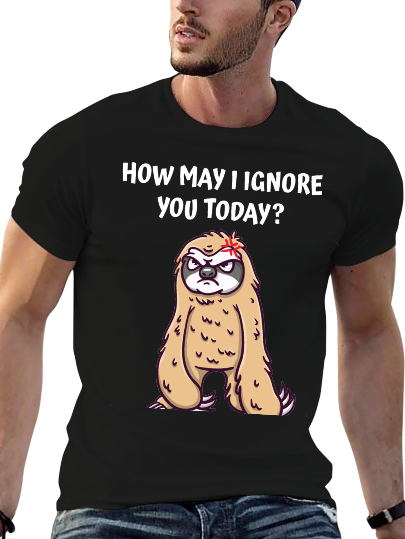 Black Funny Sloth T-Shirt - How May I Ignore You Today? view 6