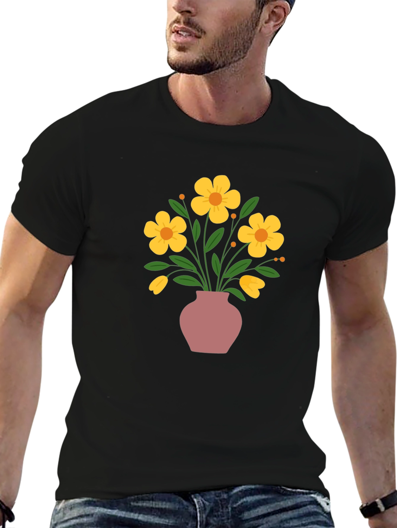 Floral Vase Graphic Tee - Stylish Casual Wear - 6