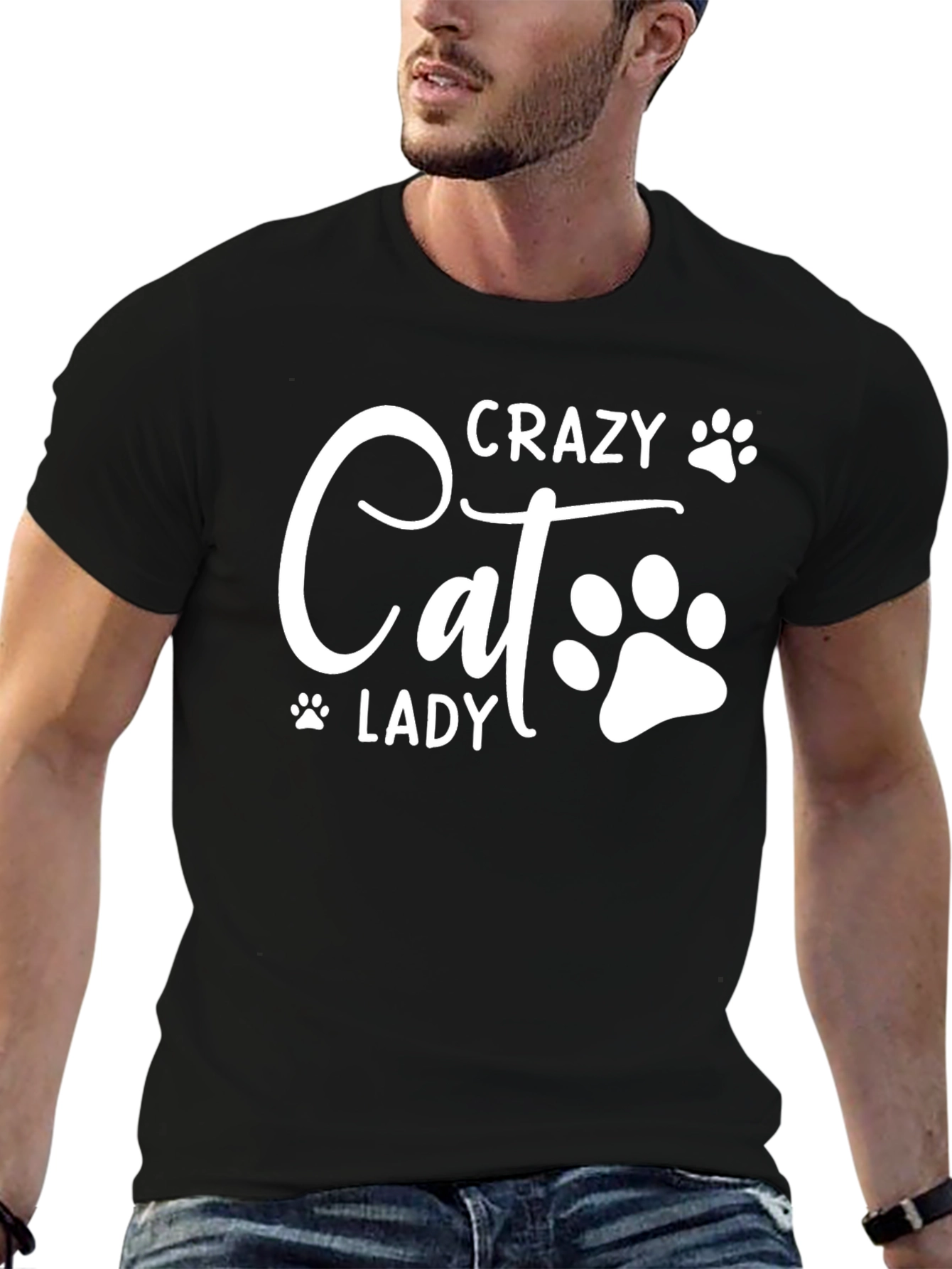 Black Crazy Cat Lady Graphic Tee view 6