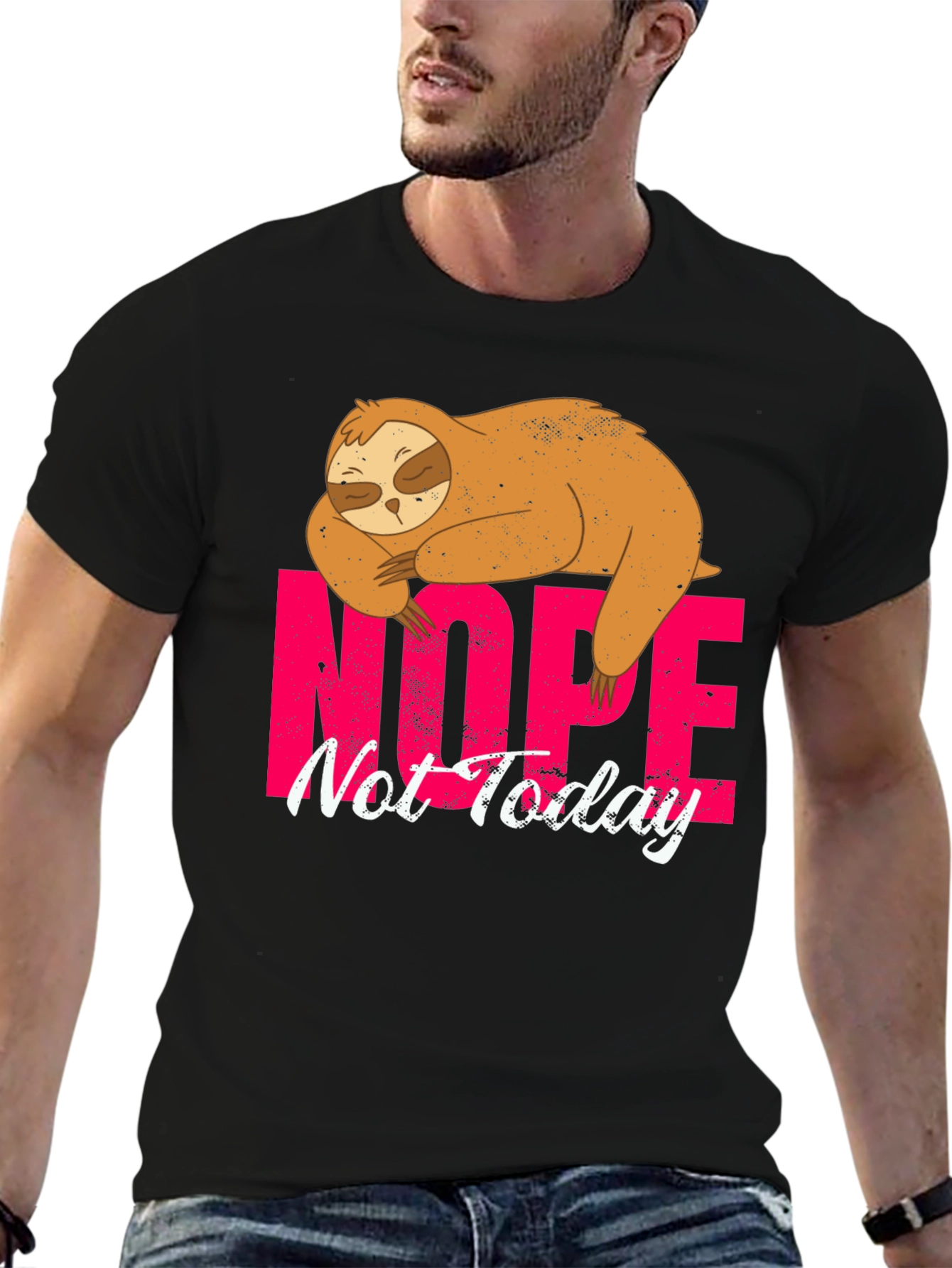 Black Nope Not Today Sloth Graphic Tee view 6