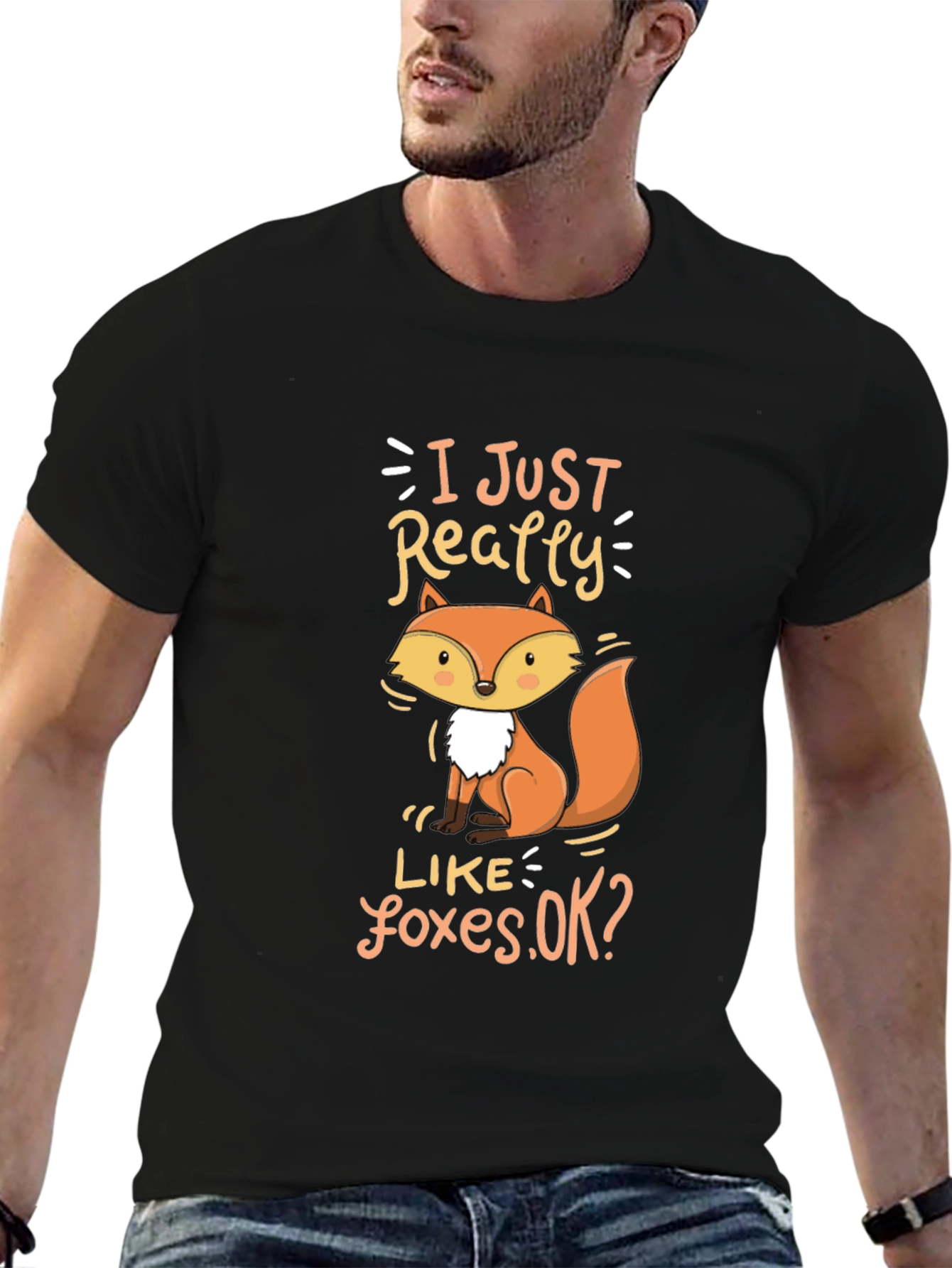 Black I Just Really Like Foxes T-Shirt view 6