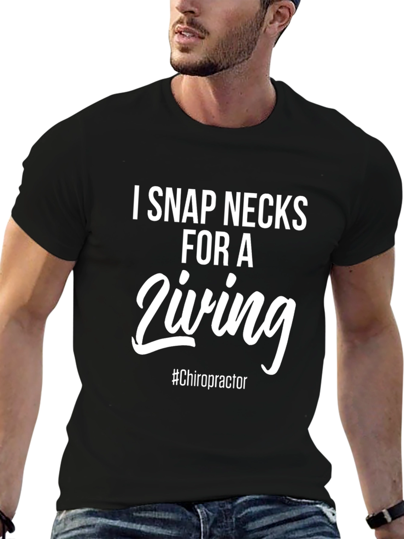Black I Snap Necks For A Living T-Shirt view 6