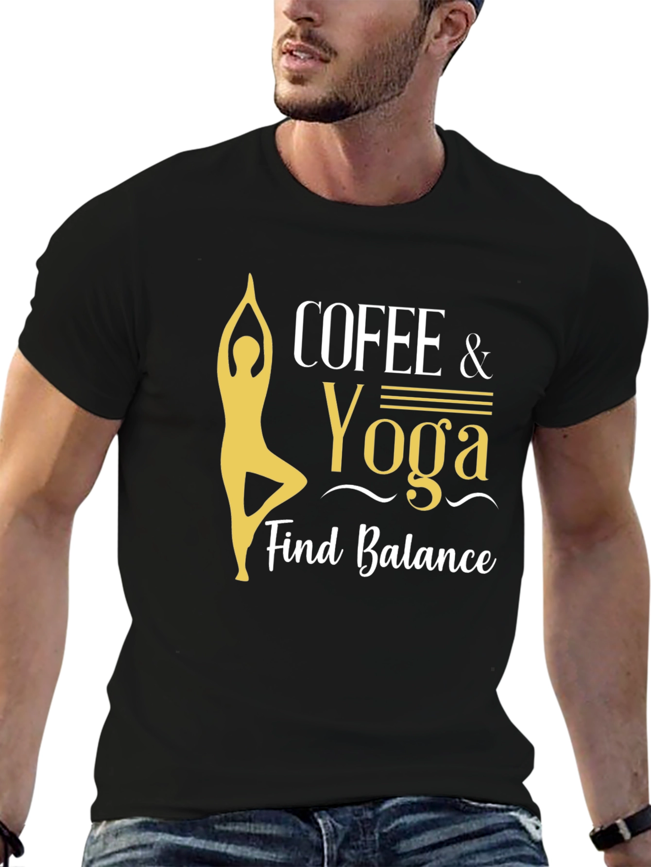 Black Coffee and Yoga Balance T-Shirt view 6