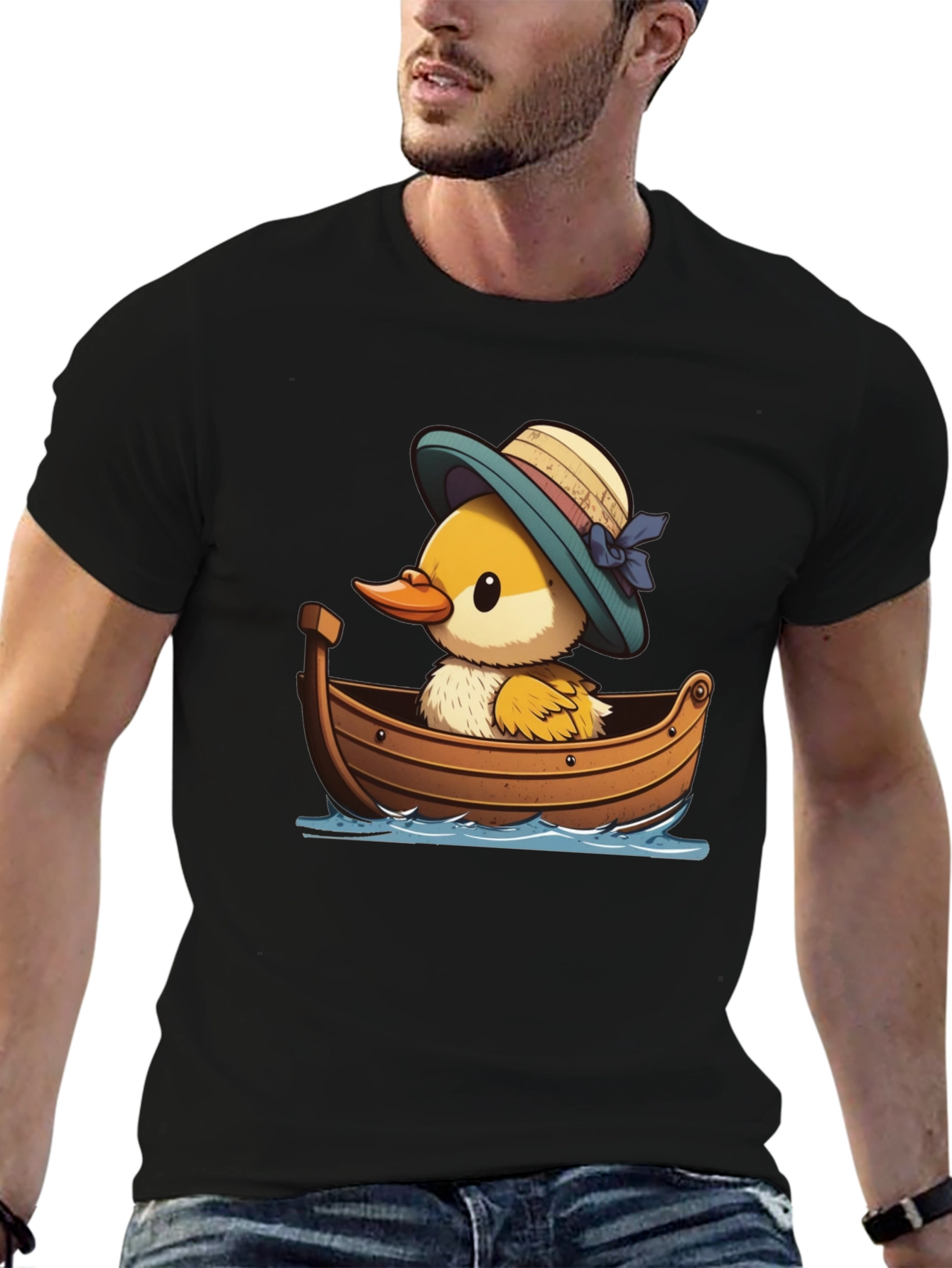 Black Duckling in Boat Graphic Tee view 6