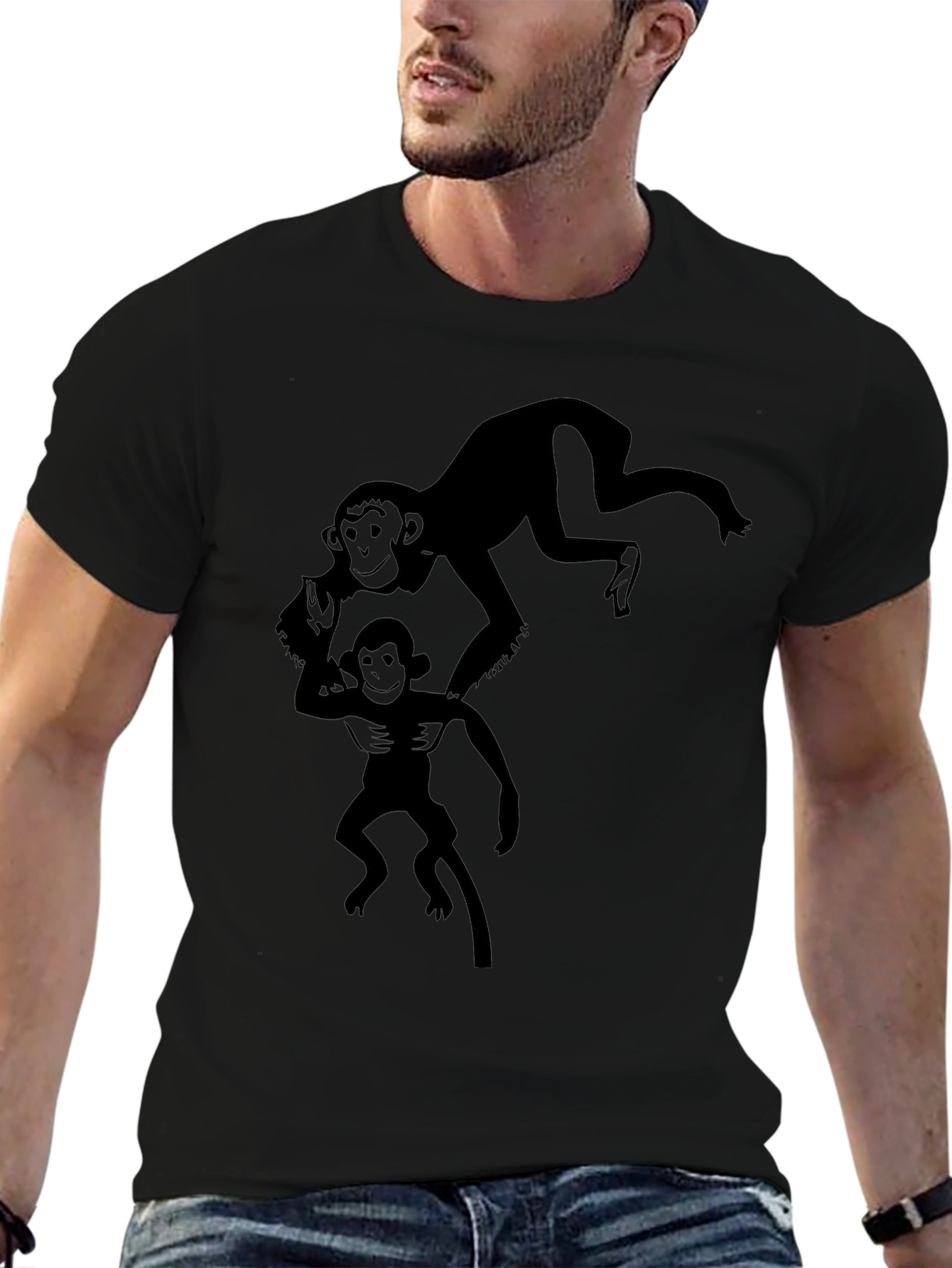 Black Monkey Graphic T-Shirt - Black Cotton Tee view 6
