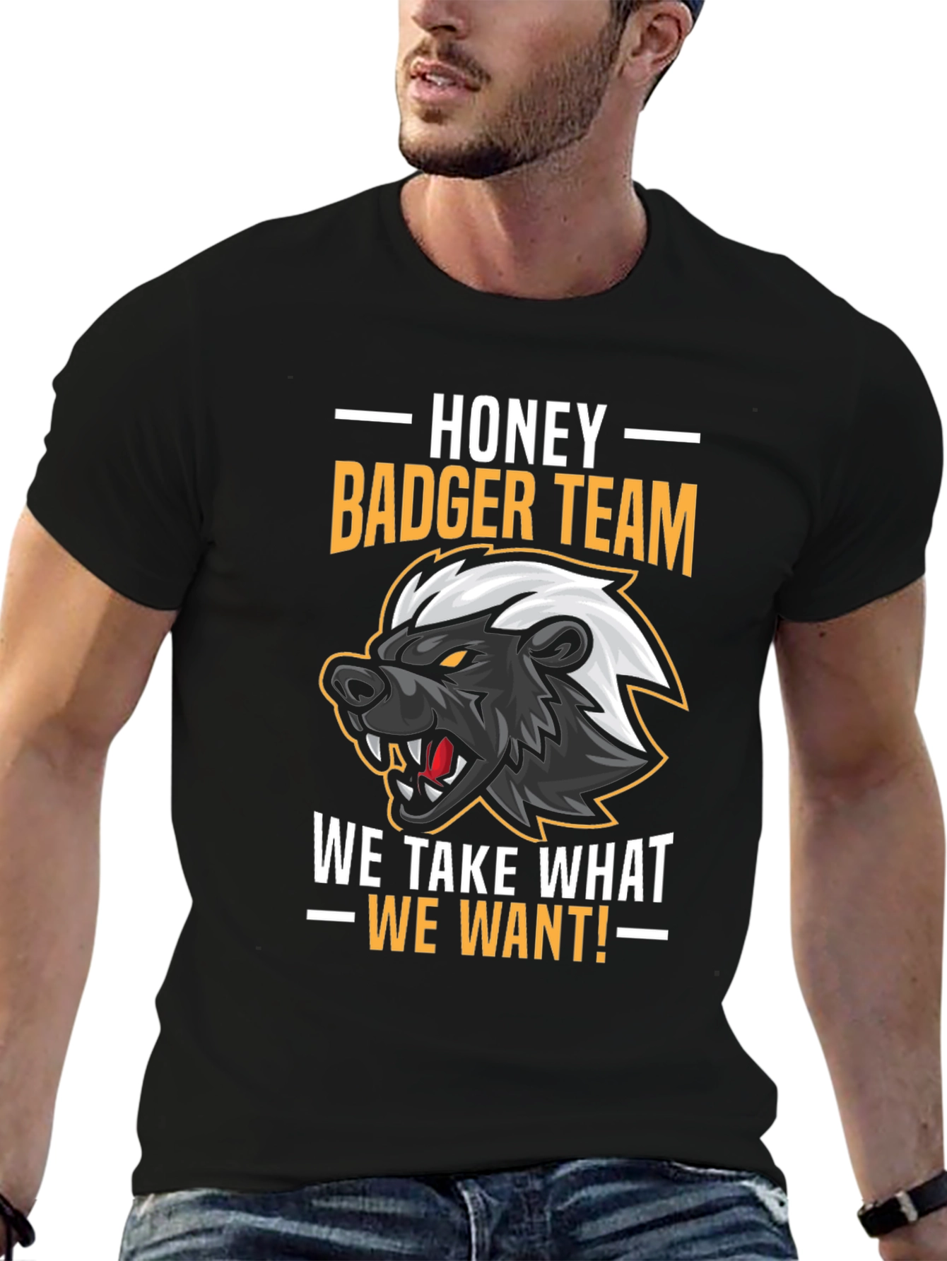 Black Honey Badger Team Graphic T-Shirt view 6