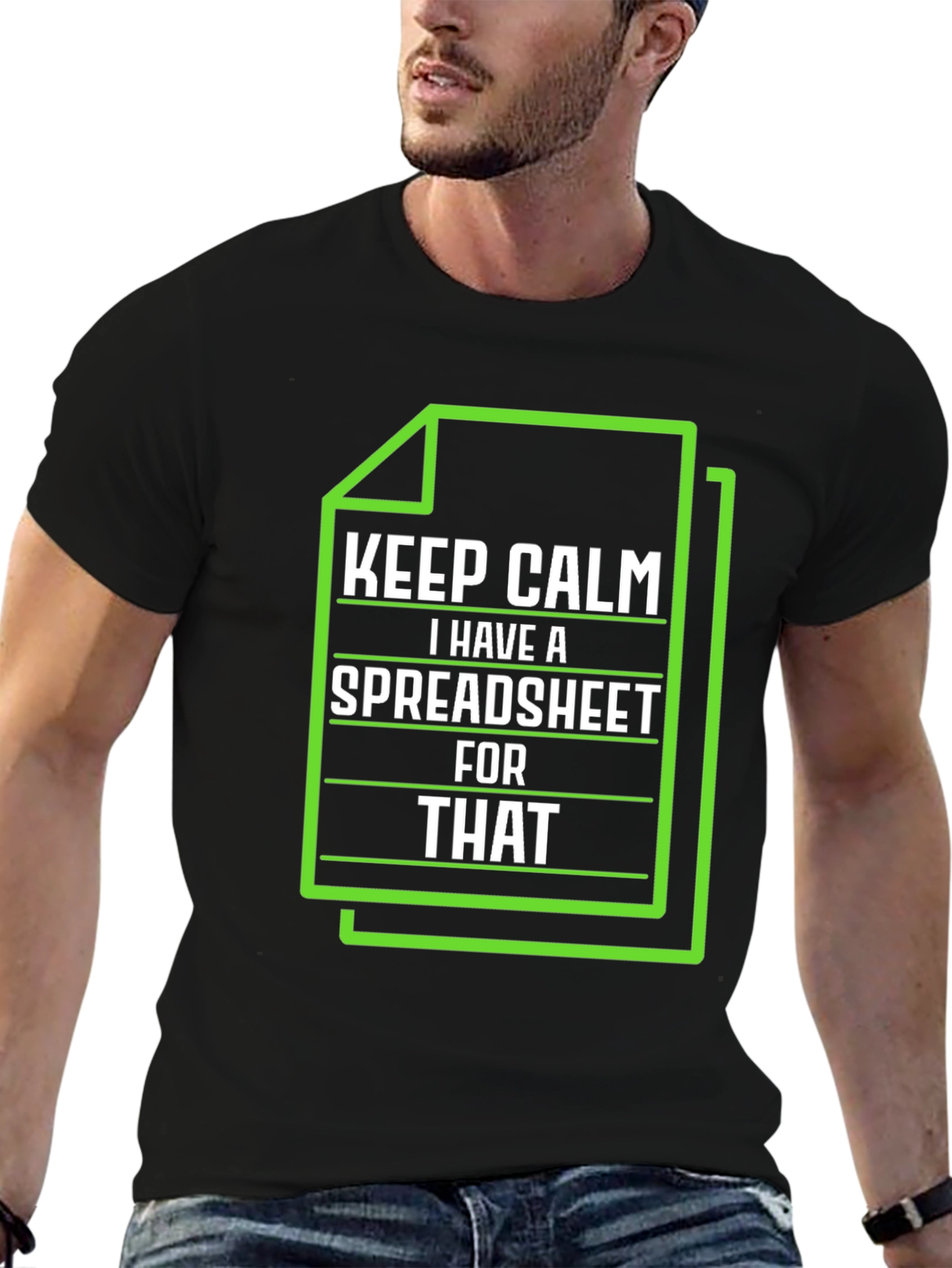 Black Keep Calm I Have a Spreadsheet T-Shirt view 6