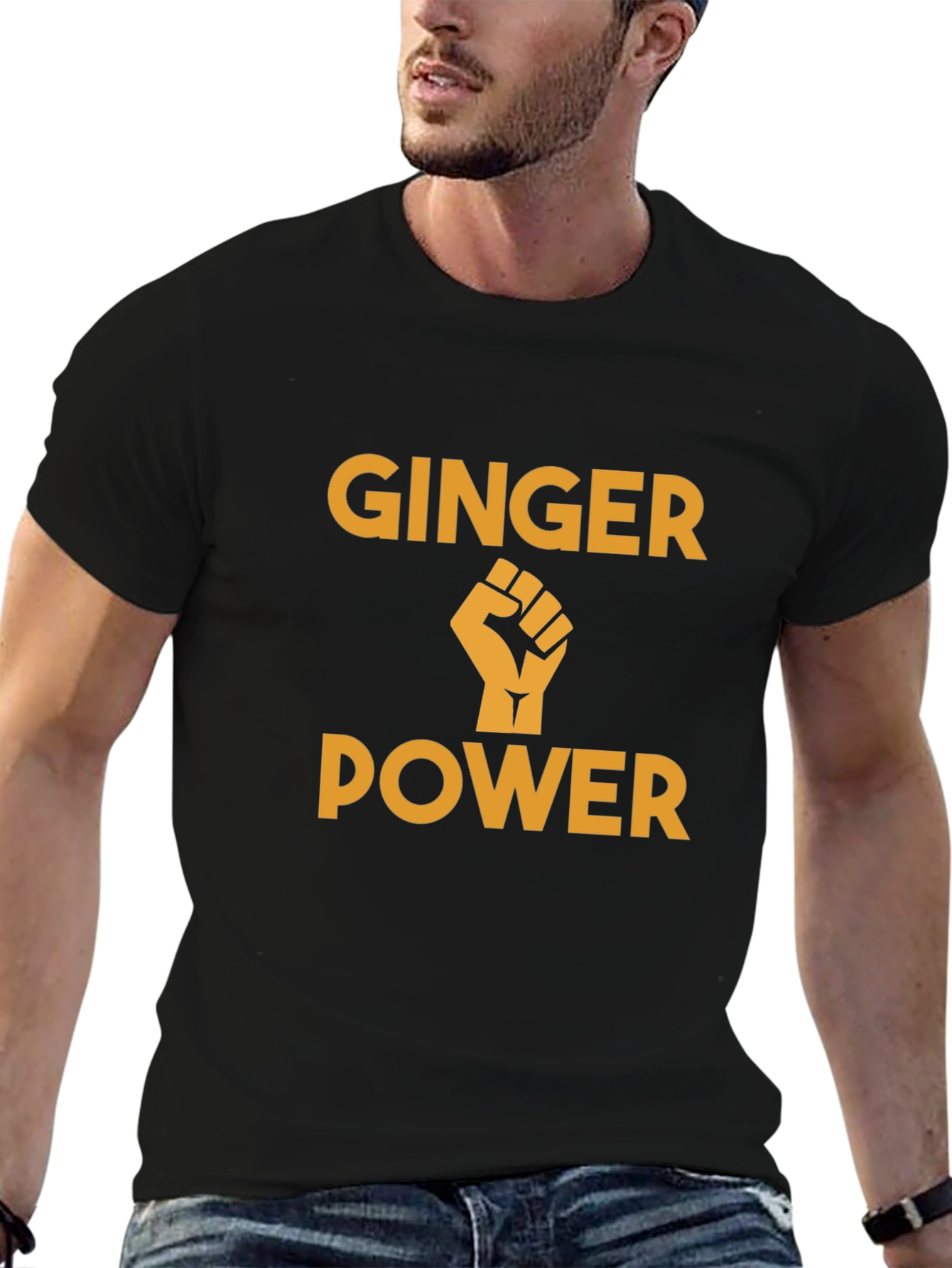 Black Ginger Power T-Shirt - Black Graphic Tee view 6