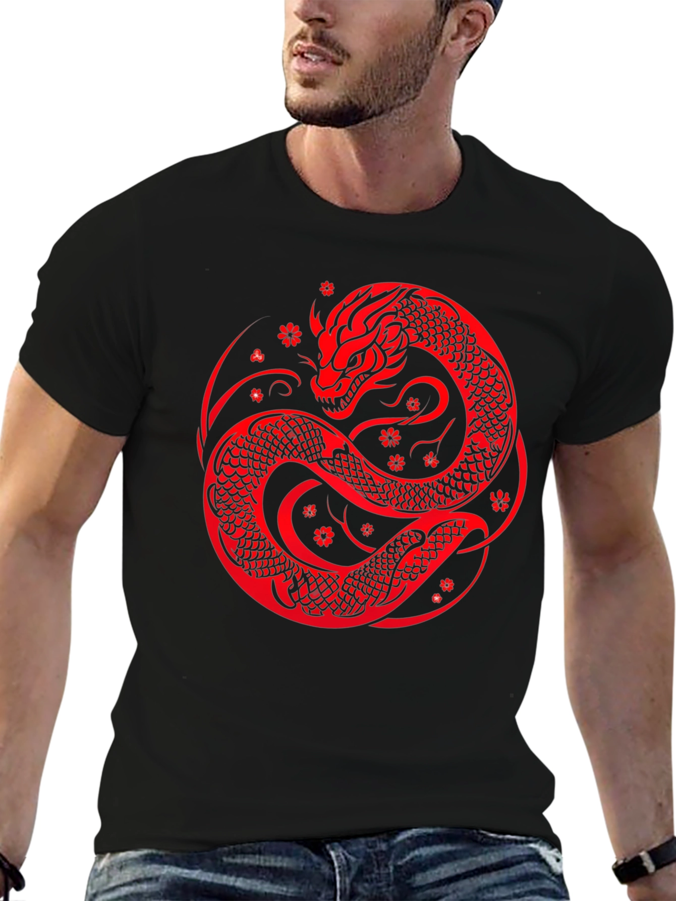 Black Dragon Circle Graphic Tee view 6