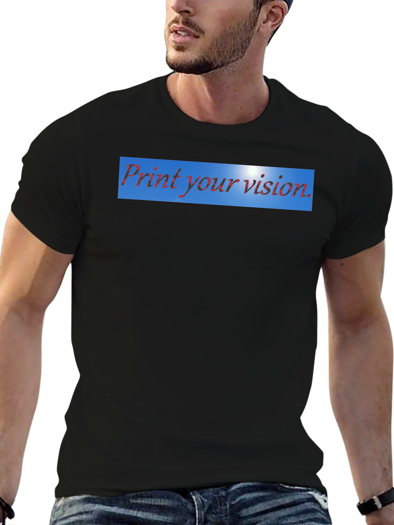 Black Print Your Vision Men's Black T-Shirt view 6