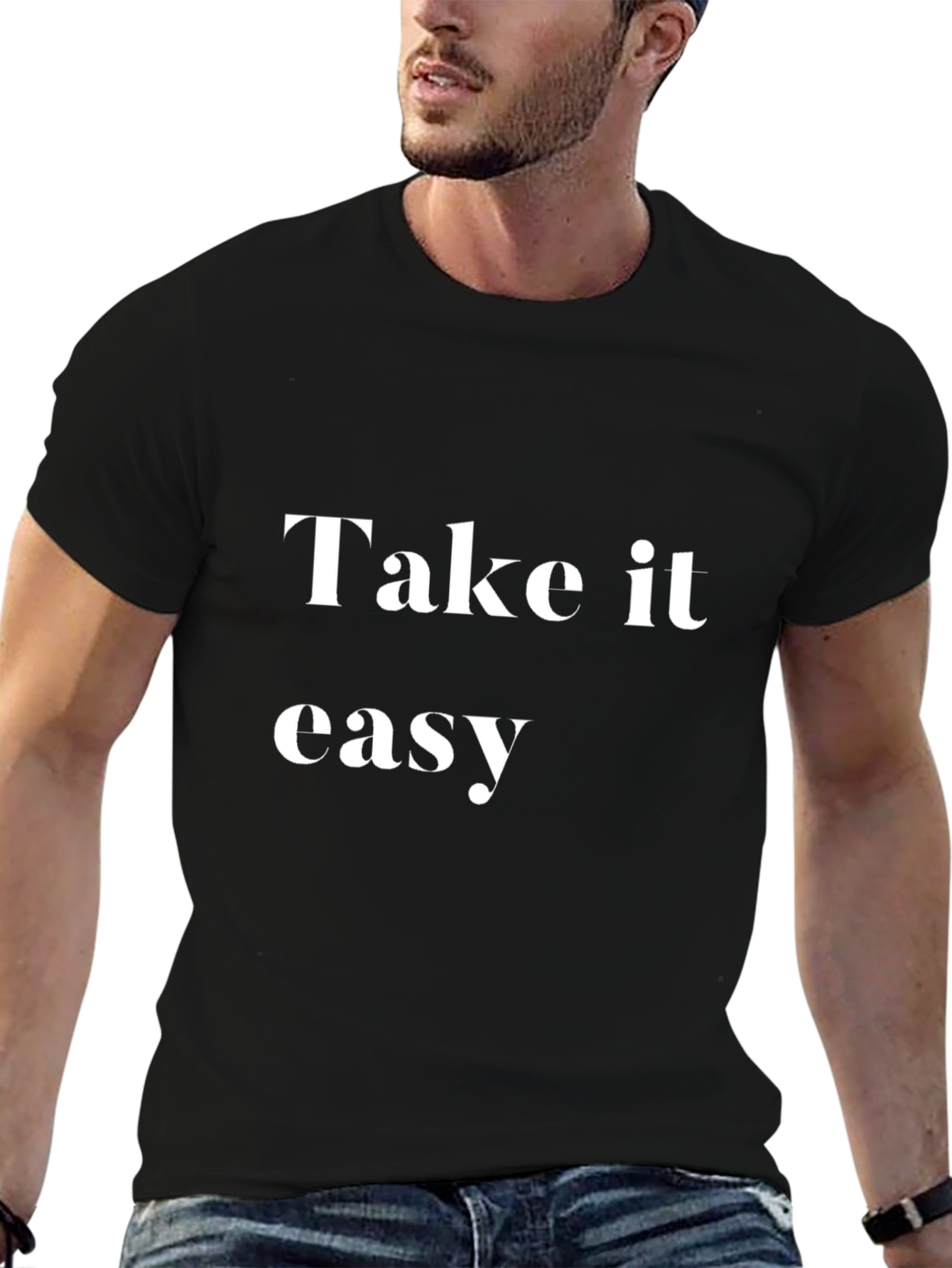 Black Relaxed Fit 'Take It Easy' Graphic Tee view 6