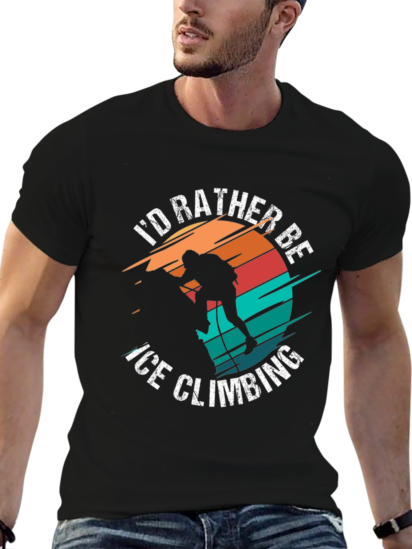 Black Ice Climbing Graphic T-Shirt for Adventurers view 6