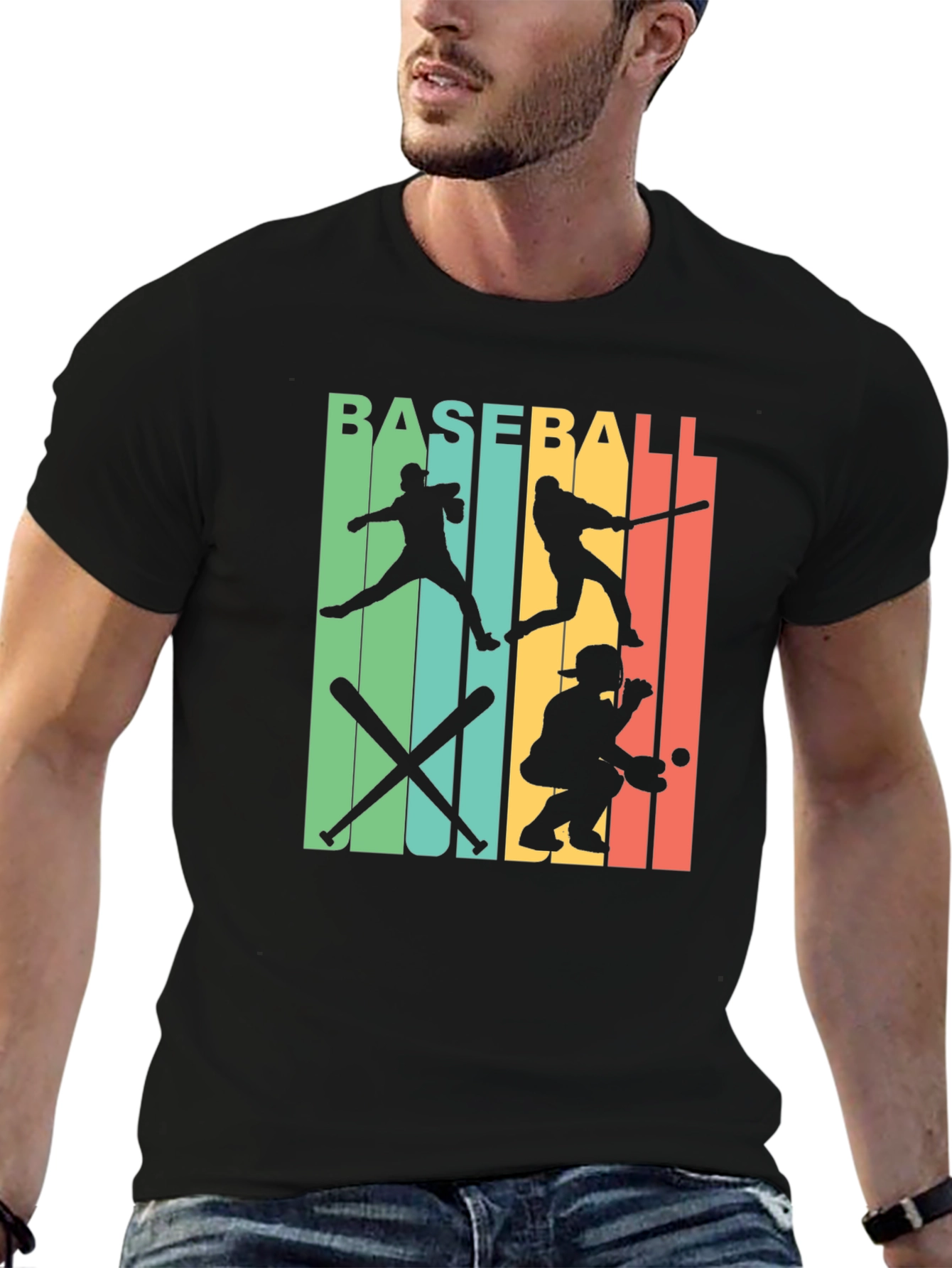 Black Retro Baseball T-Shirt view 6