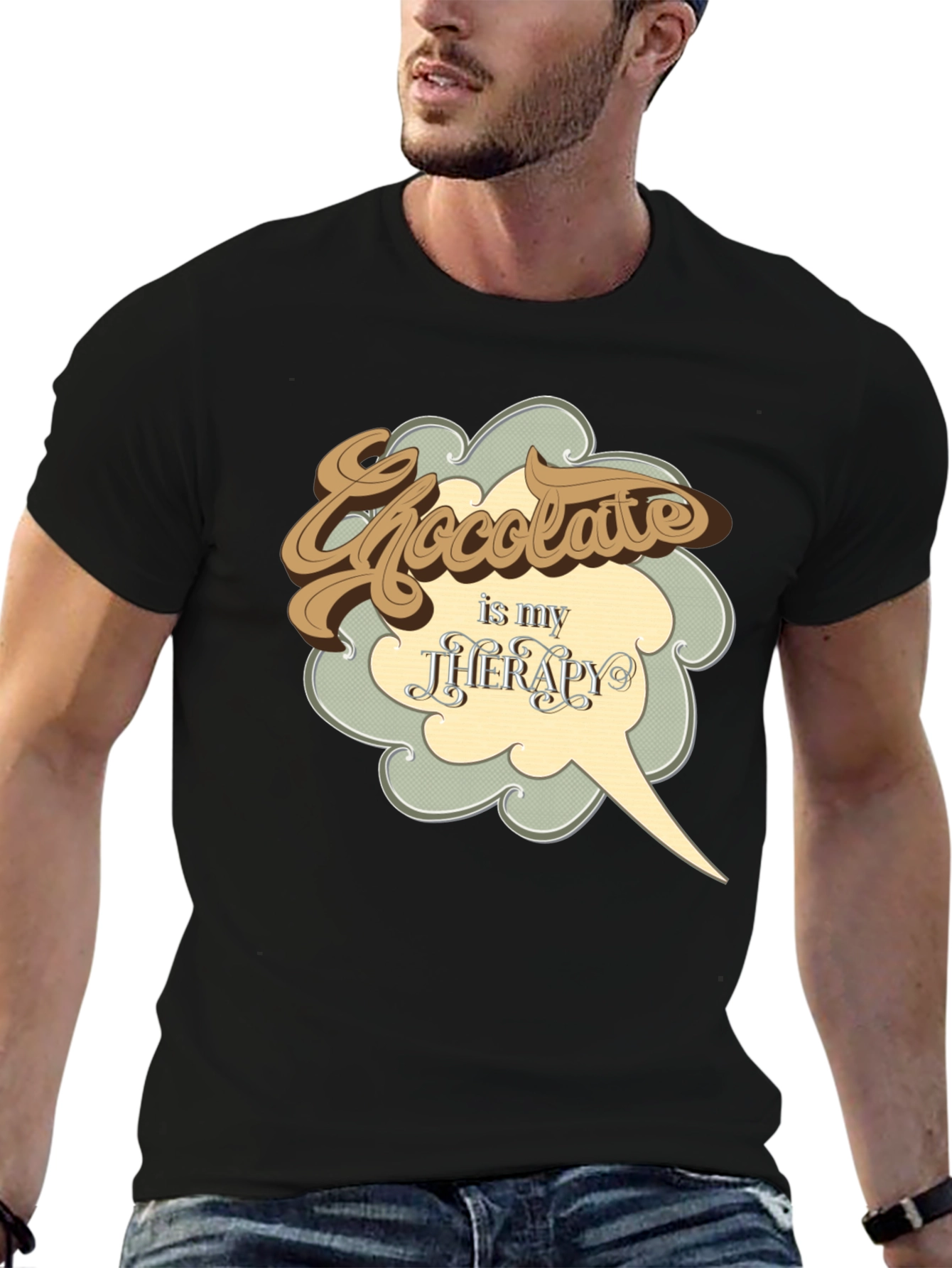 Black Chocolate is My Therapy Graphic T-Shirt view 6