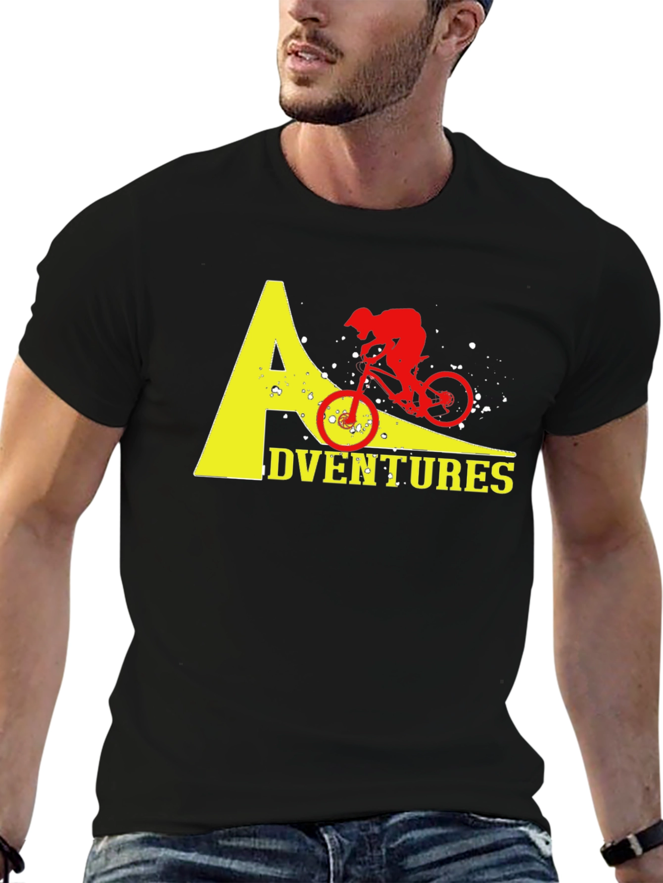 Black Adventure Biker T-Shirt - Black Cotton Tee view 6