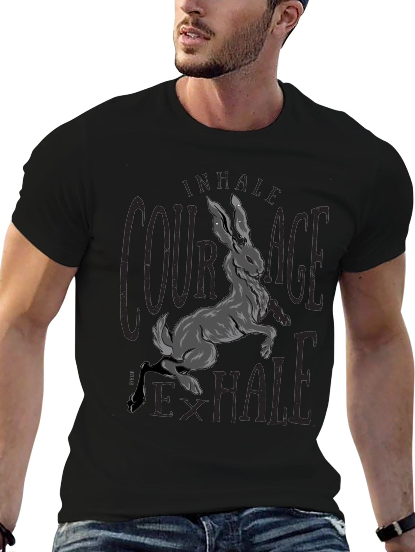 Black Courage Hare Graphic Tee - Inhale Exhale view 6