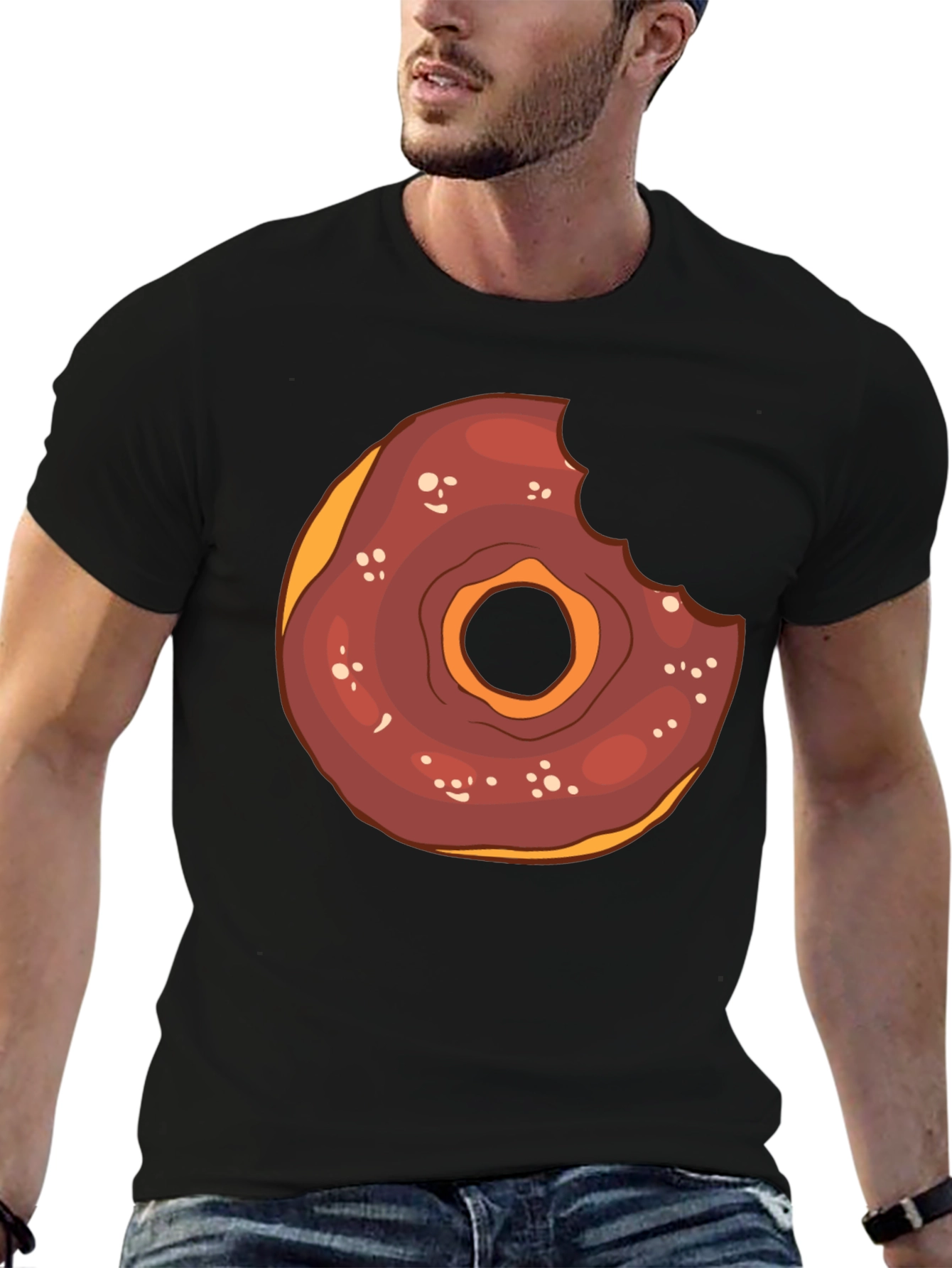 Black Donut Graphic Tee - Funny Dessert T-Shirt view 6