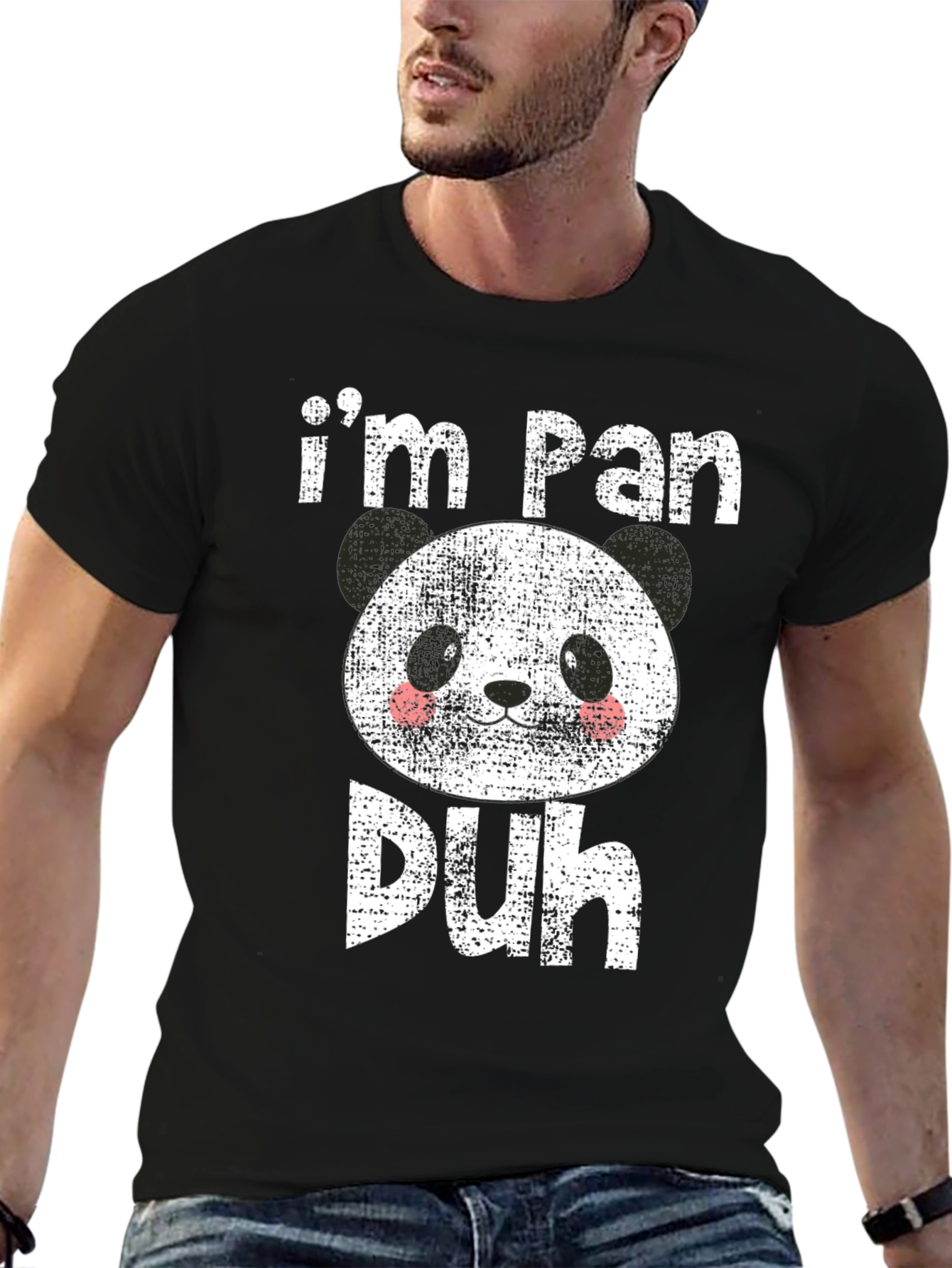 Black I'm Pan Duh T-Shirt Funny Panda Tee view 6