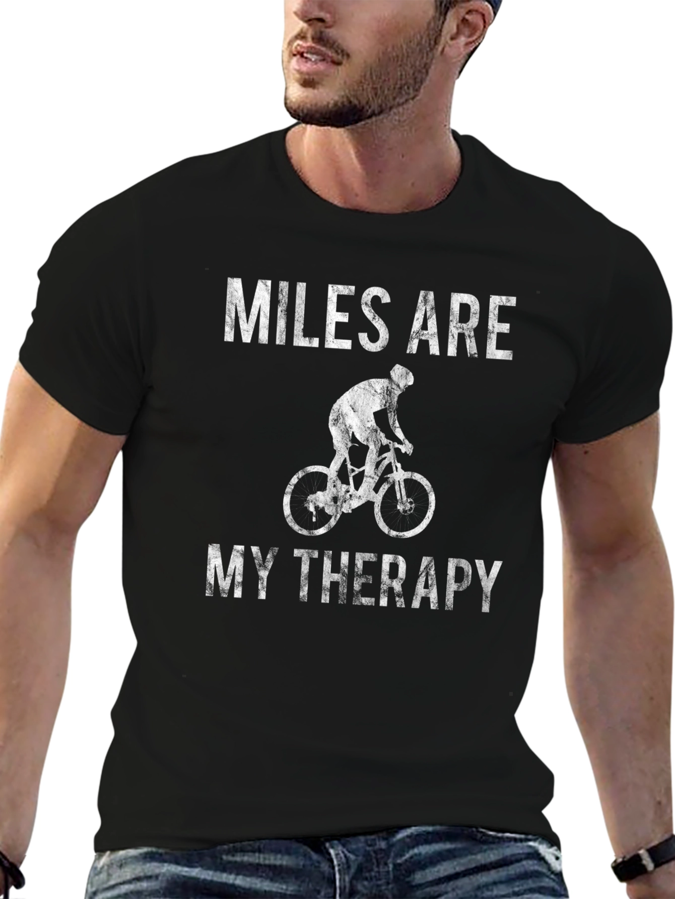 Black Miles Are My Therapy Cycling T-Shirt view 6
