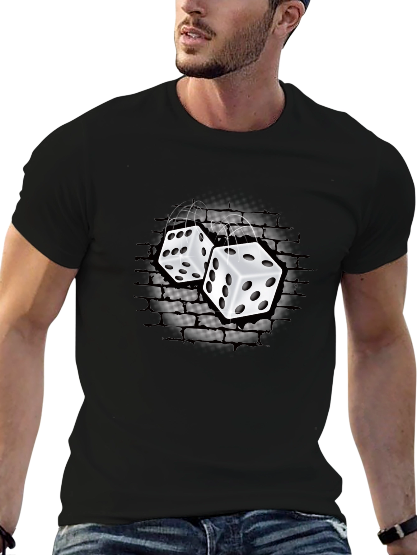 Black Rolling Dice Graphic T-Shirt - Black view 6