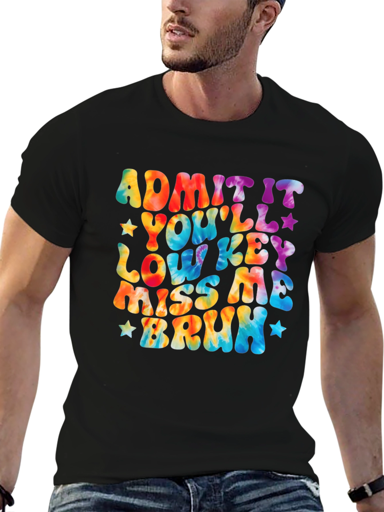 Black Admit It You'll Lowkey Miss Me Bruh T-Shirt view 6