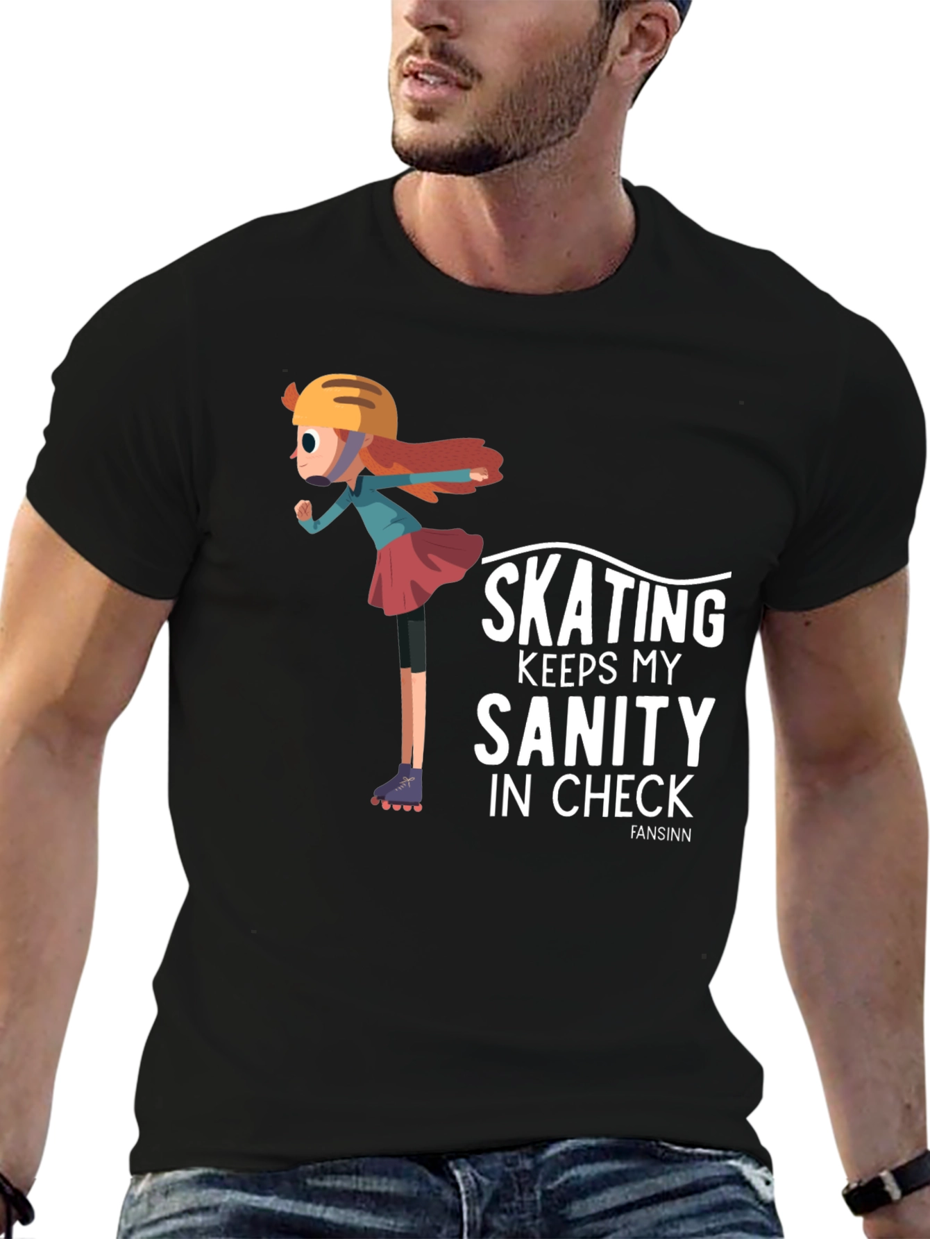 Black Skating Sanity T-Shirt - Black Graphic Tee view 6