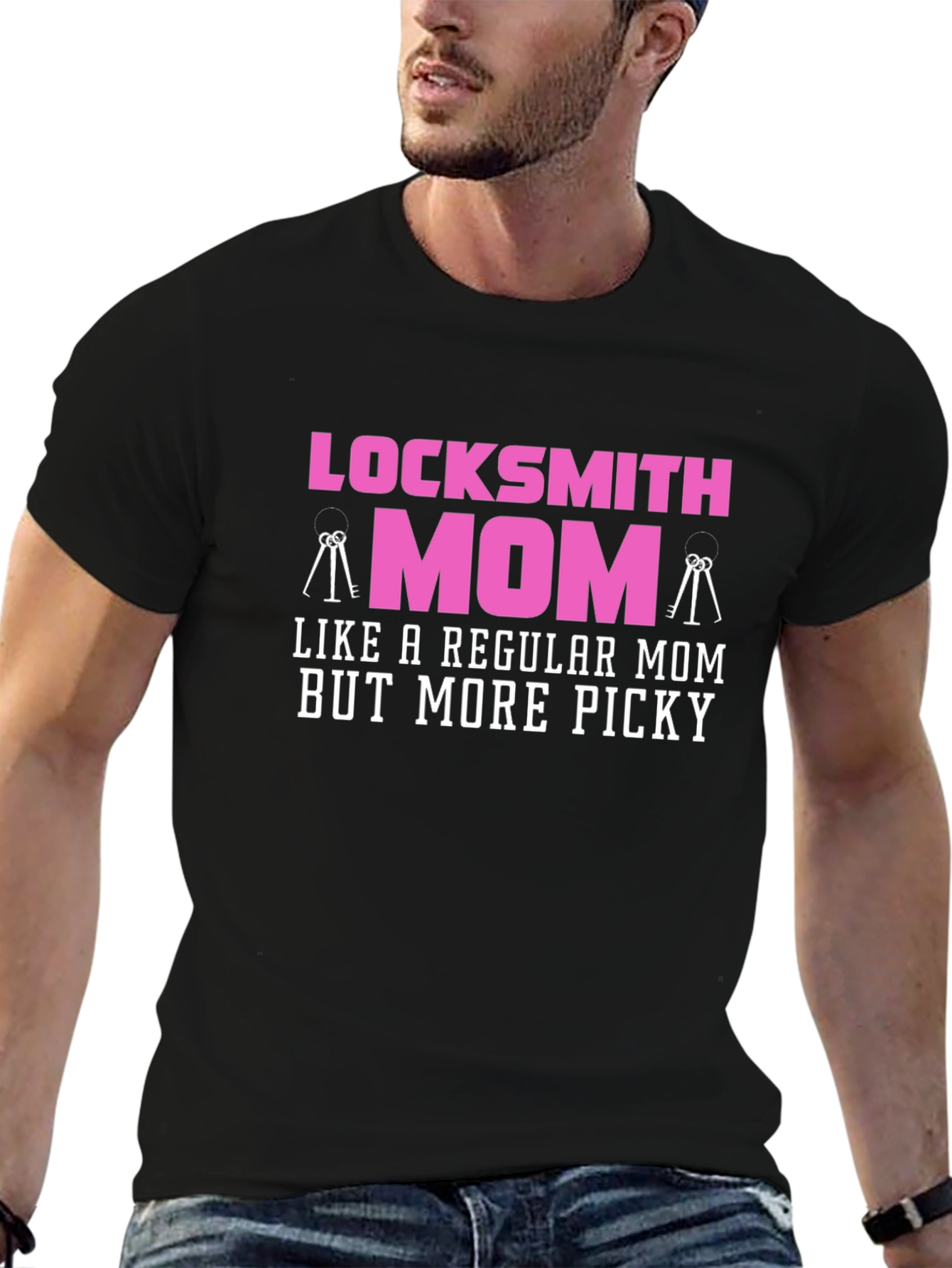Black Locksmith Mom T-Shirt - Picky Mom Graphic Tee view 6