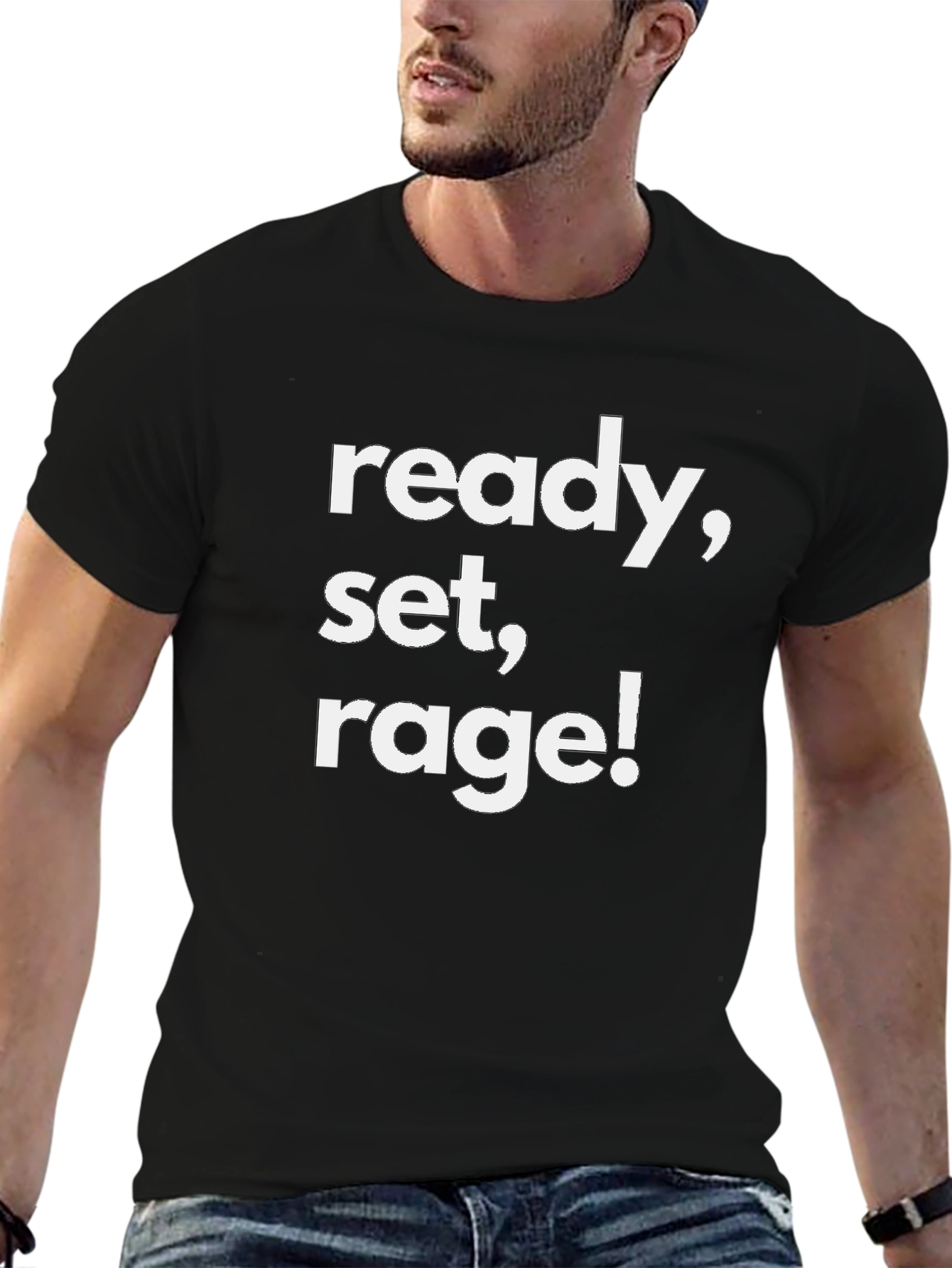 Black Ready Set Rage! Graphic Tee - Black Cotton Blend view 6