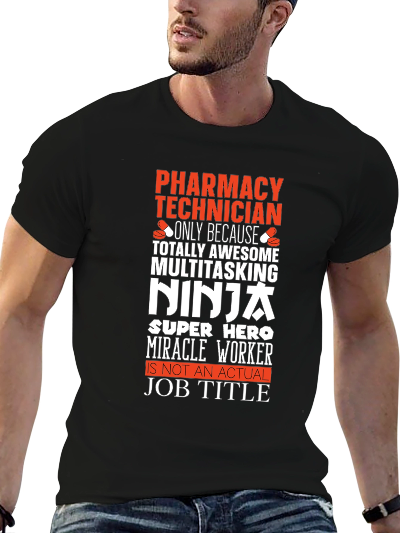 Black Pharmacy Technician Novelty T-Shirt view 6
