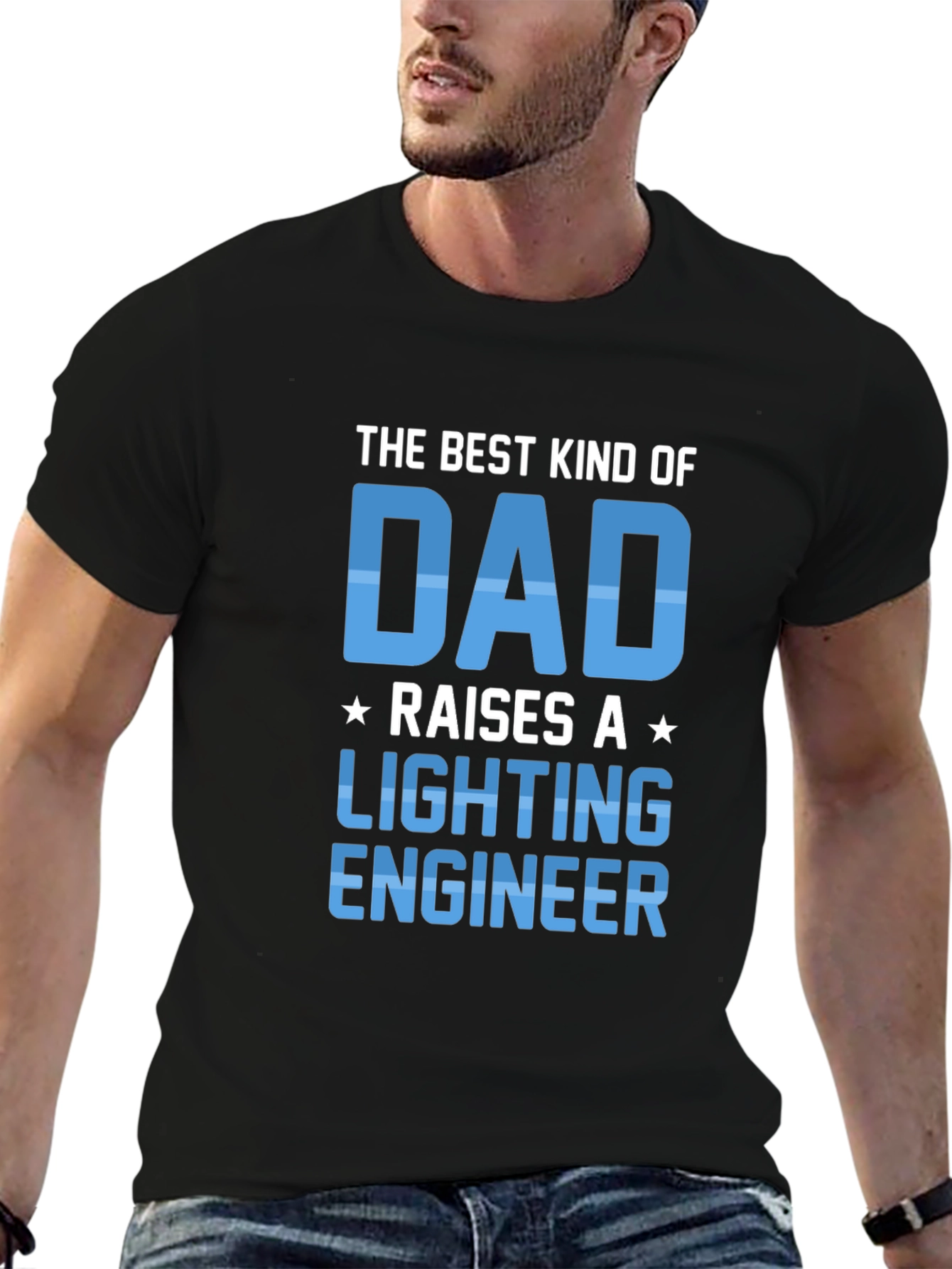 Black Best Kind of Dad Lighting Engineer T-Shirt view 6
