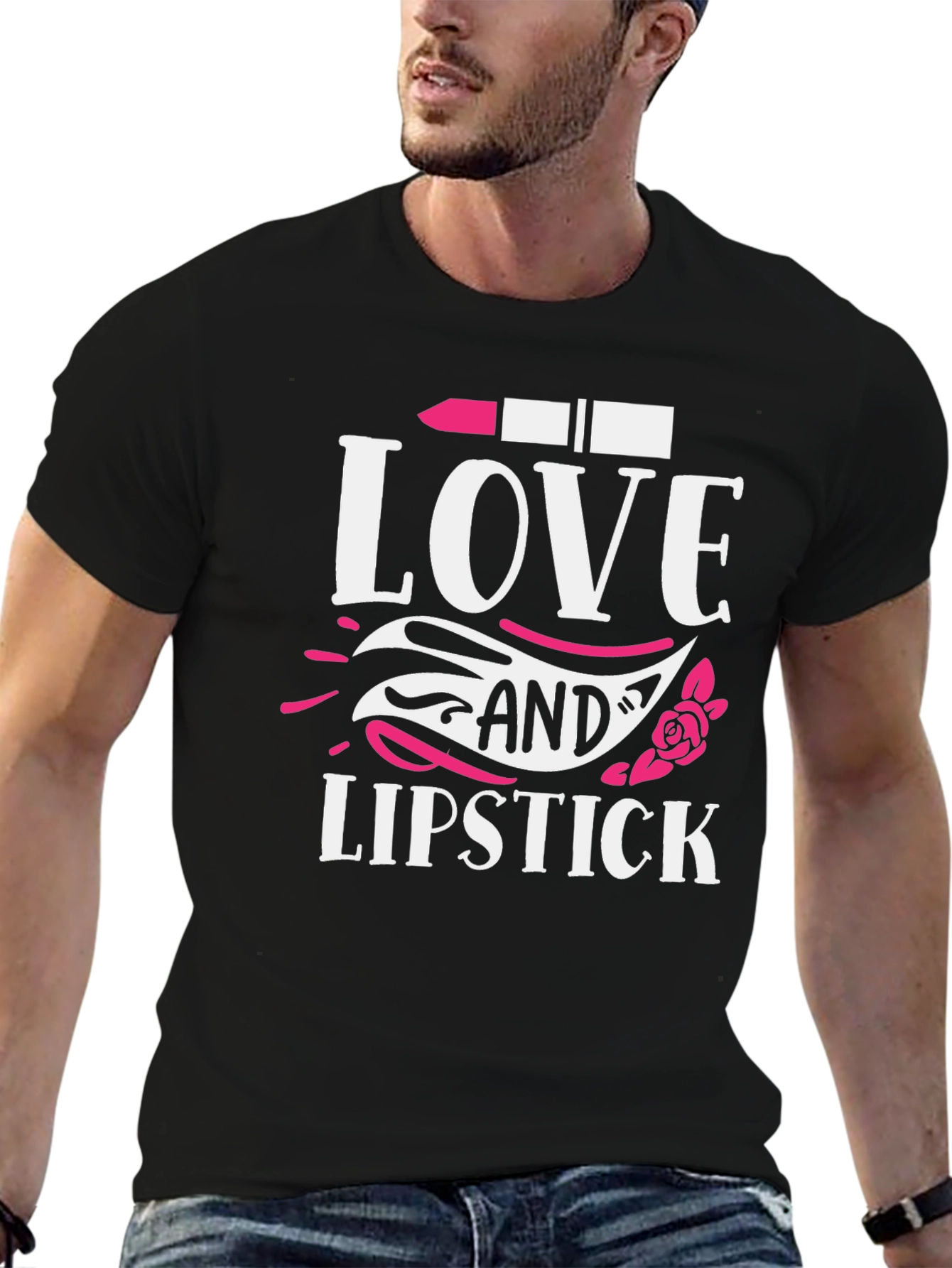 Black Love and Lipstick T-Shirt - Stylish Graphic Tee view 6