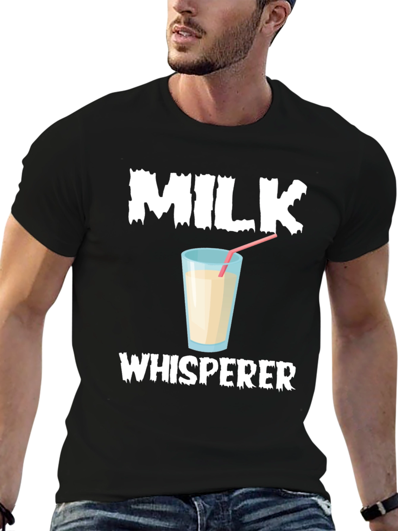 Black Milk Whisperer T-Shirt, Funny Milk Lover Tee view 6