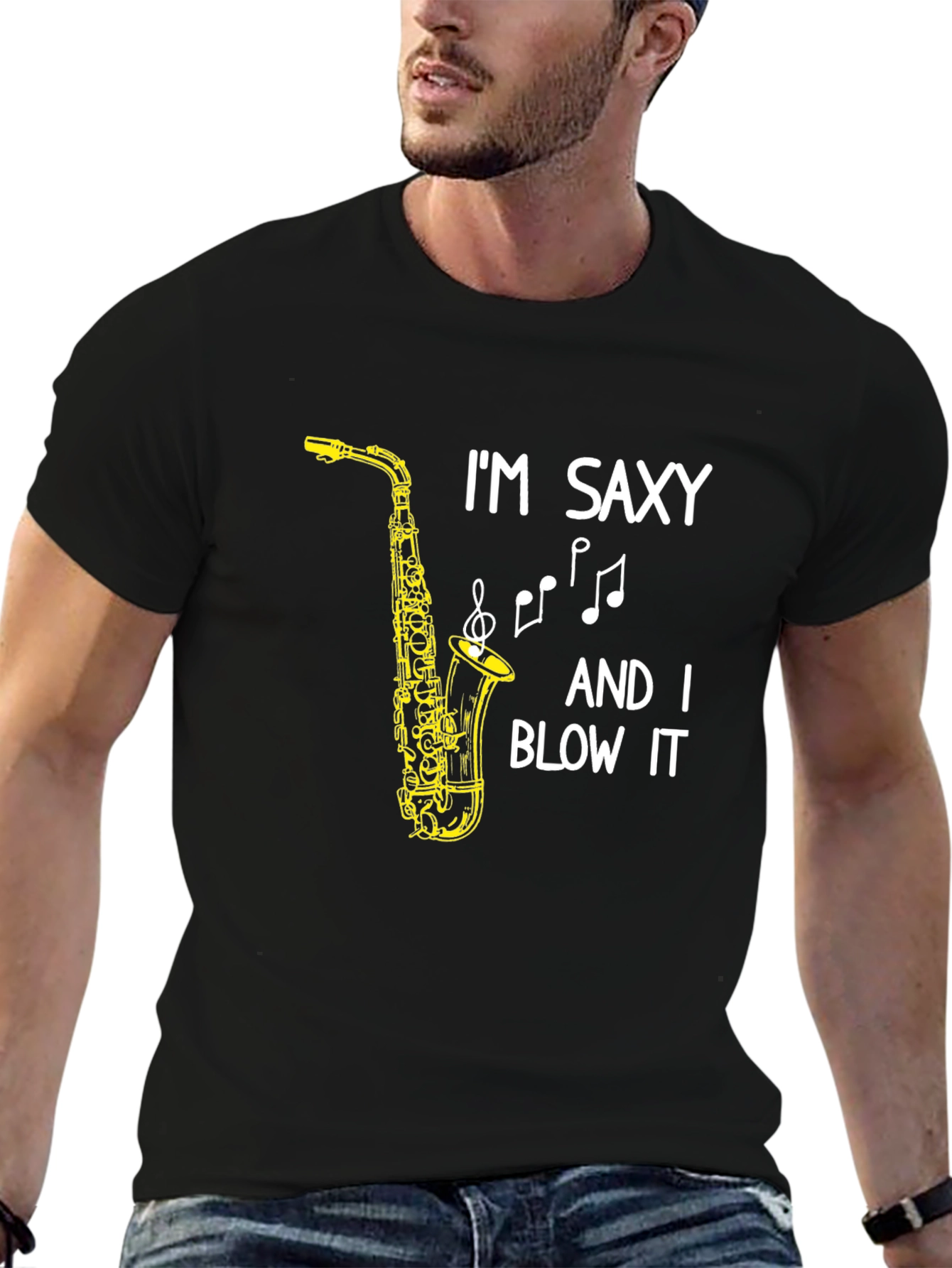 Black I'm Saxy And I Blow It T-Shirt view 6