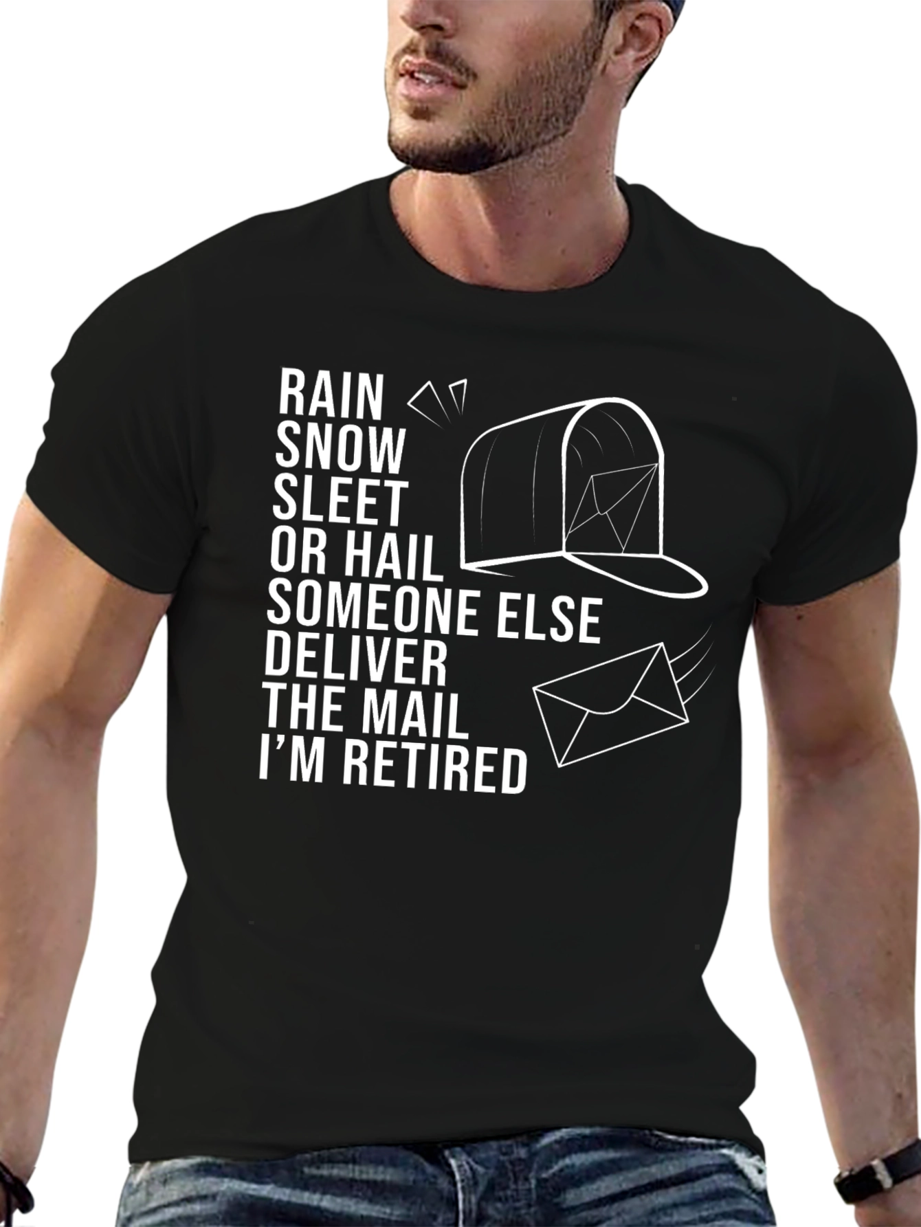 Black Retired Mail Carrier T-Shirt - Funny Postman Gift view 6