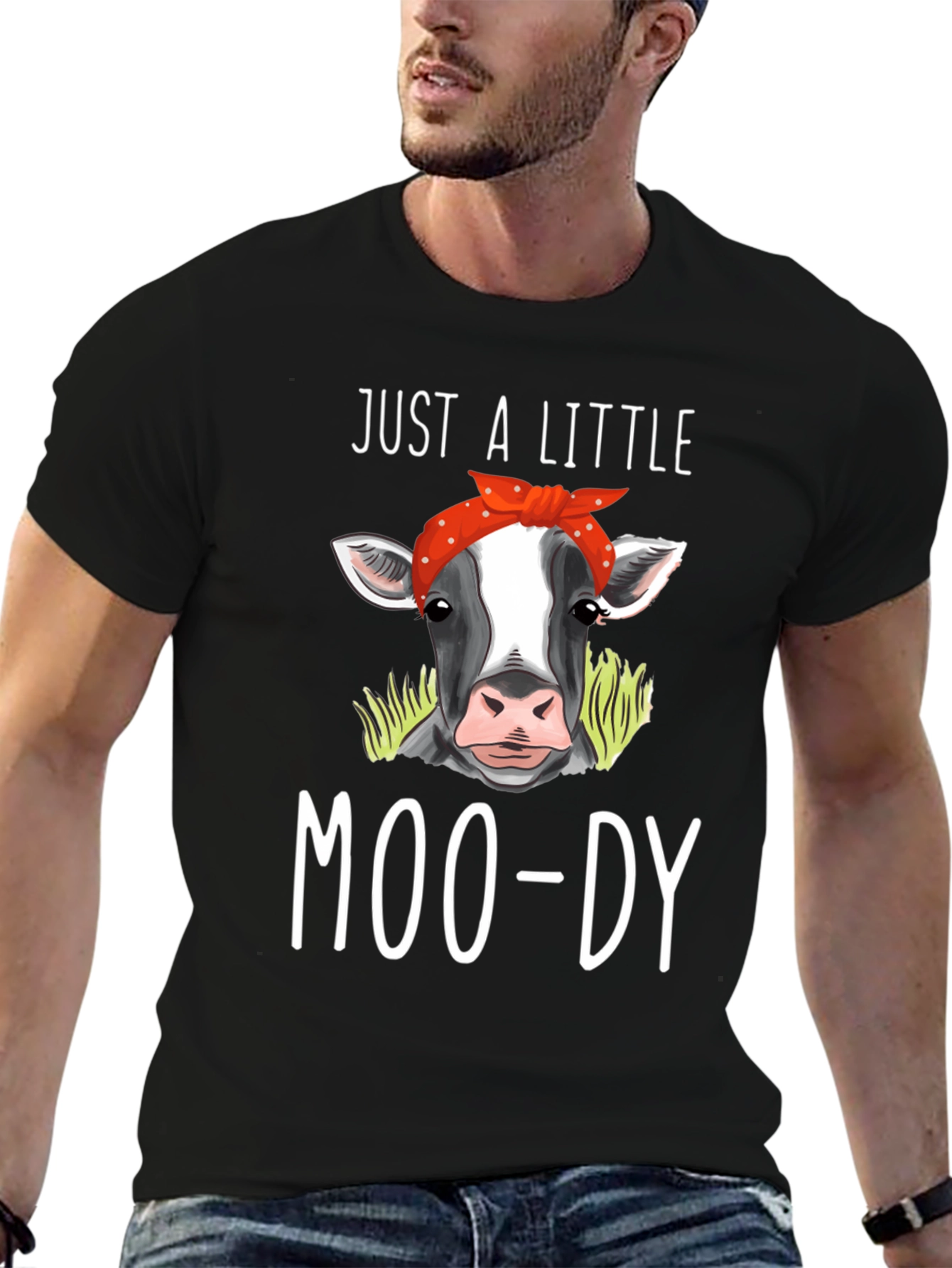 Black Just A Little Moo-dy Cow T-Shirt view 6