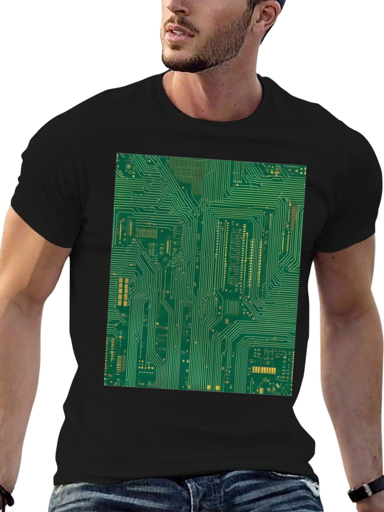 Black Circuit Board Graphic Tee - Black view 6