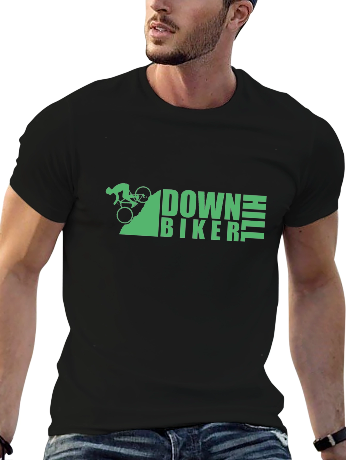 Black Downhill Biker Graphic T-Shirt view 6