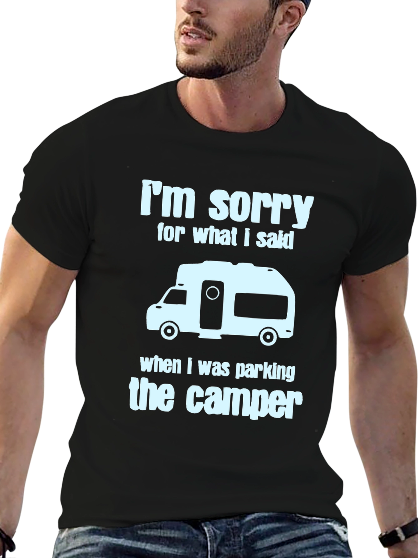 Black Camper Parking Apology T-Shirt - Funny RV Camping Tee view 6