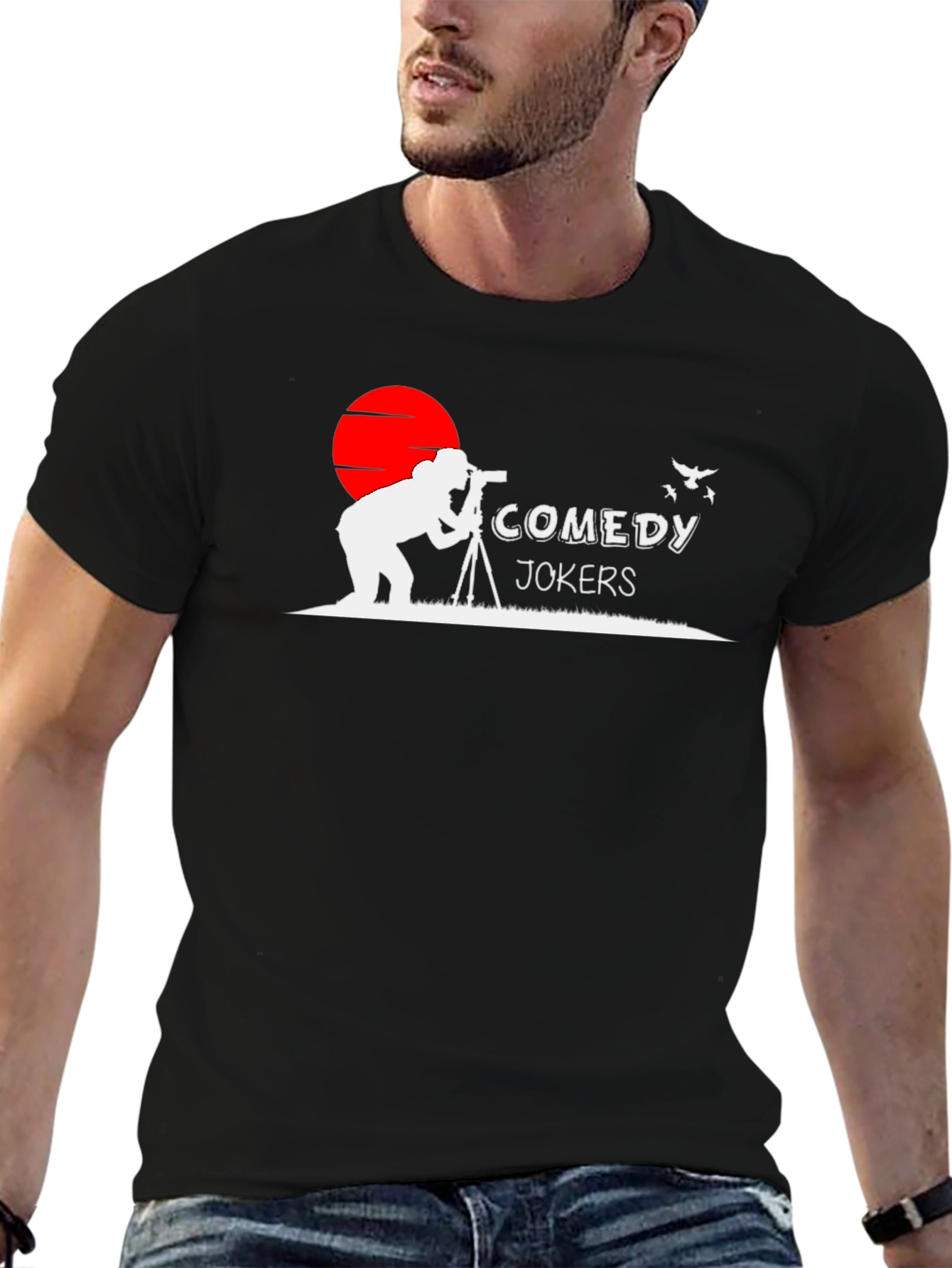 Black Comedy Jokers T-Shirt - Photographer Graphic Tee view 6
