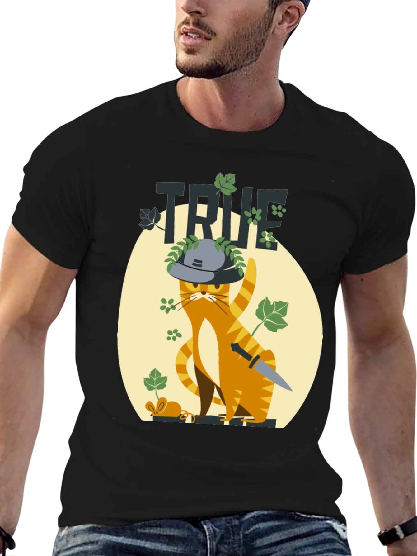 Black True Detective Cat Graphic Tee view 6