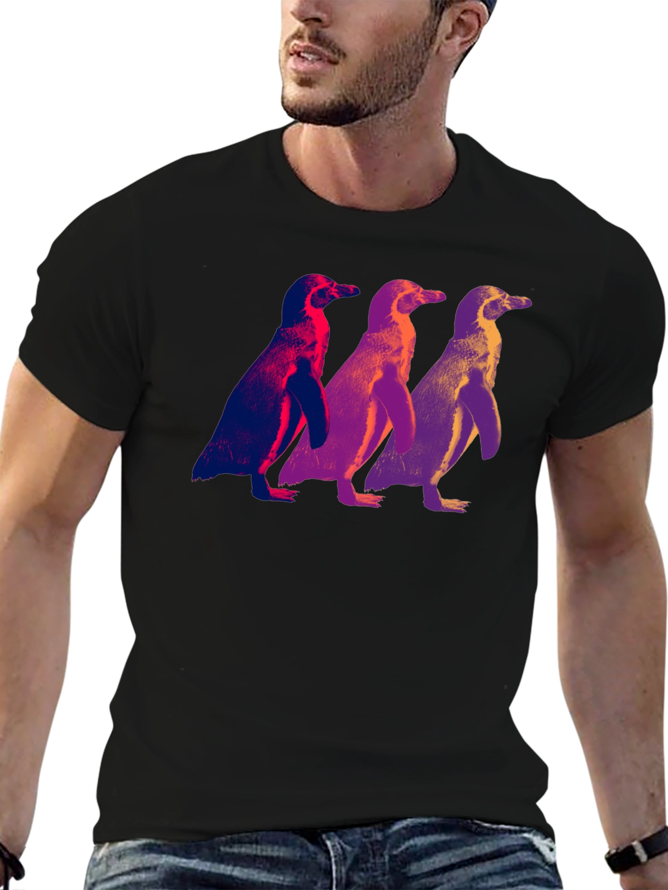 Black Cool Penguin Trio Graphic Tee view 6