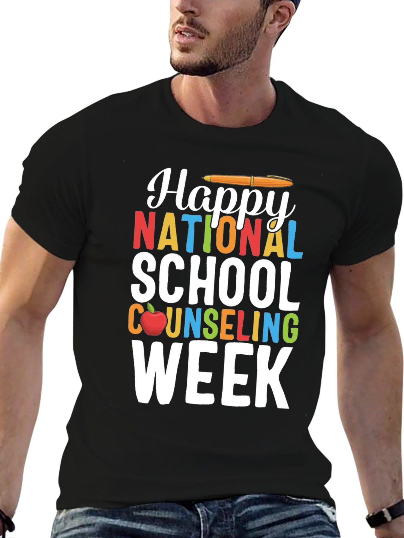 Black Happy National School Counseling Week T-Shirt view 6