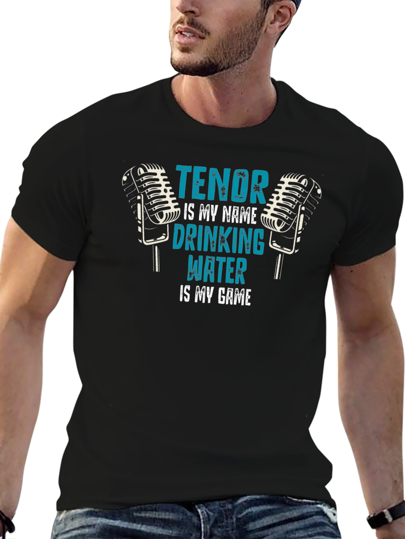 Black Tenor Singer Water Drinking T-Shirt view 6