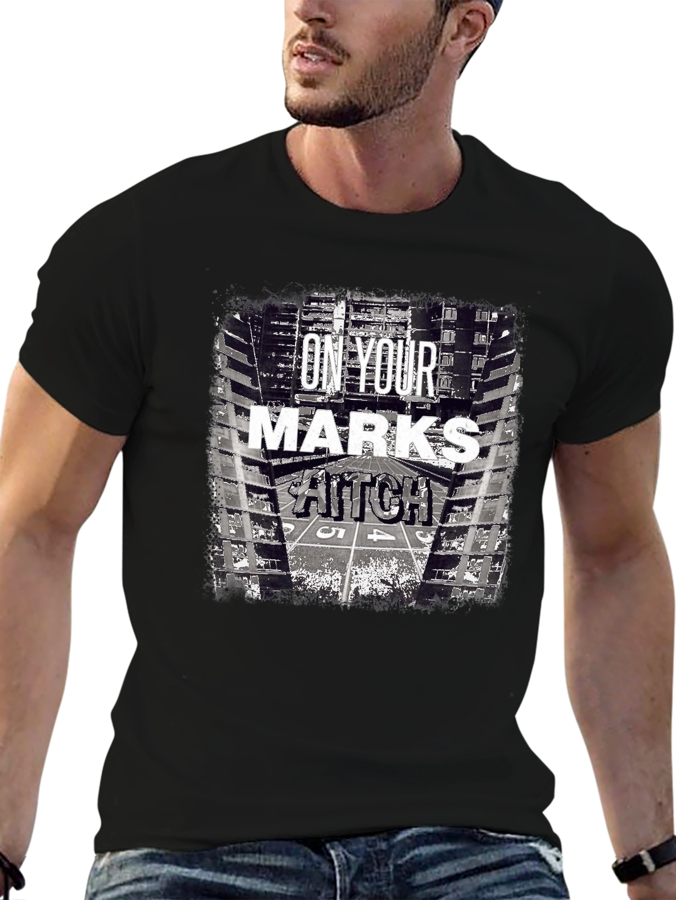 Black On Your Marks Aitch Graphic T-Shirt - Black view 6