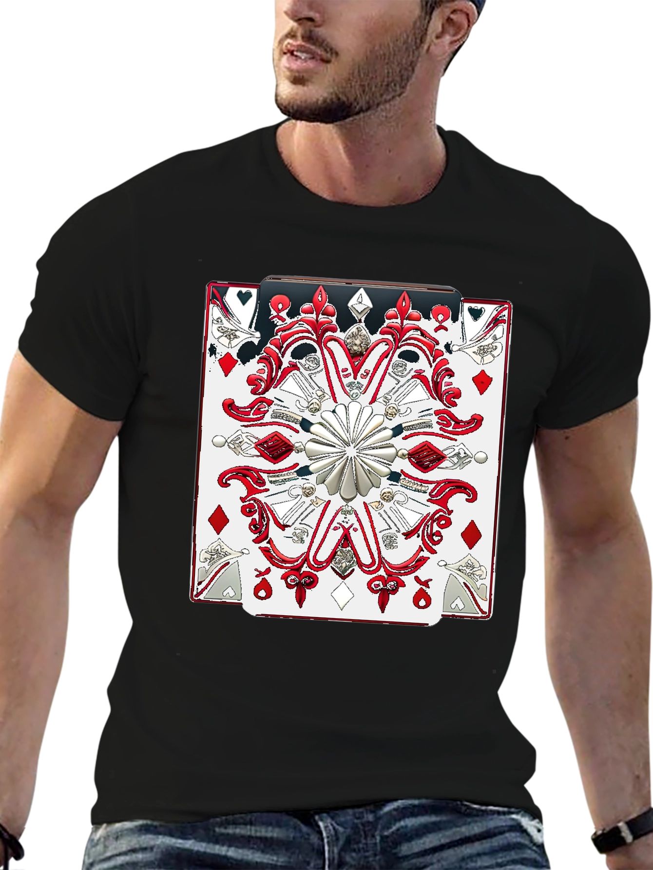 Black Playing Card Graphic Tee - Bold & Unique Design view 6
