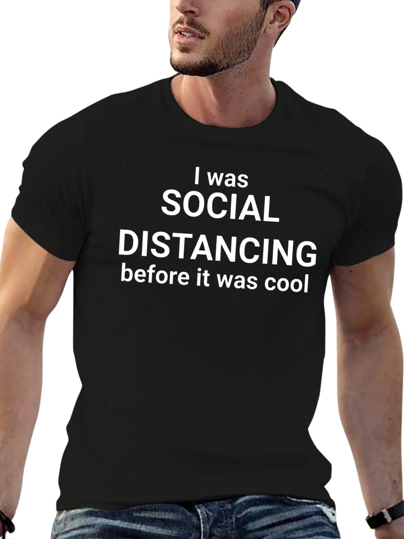 Black Social Distancing Funny Graphic Tee view 6